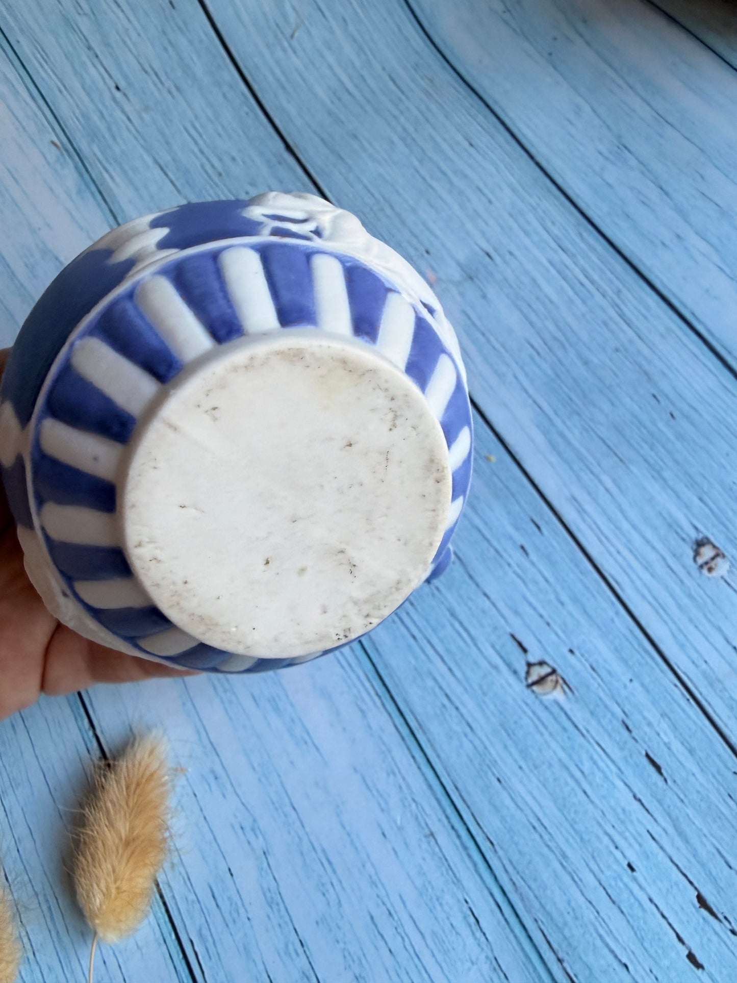 Antique Continental White Cameo Style Relief on Cobalt Blue Porcelain Creamer Jug