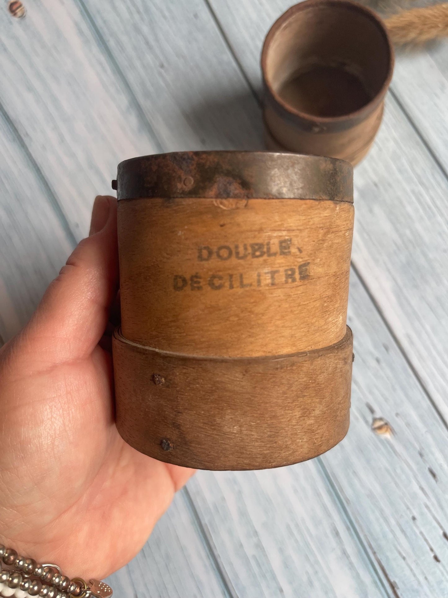 Pair of Antique French Small Bentwood Measures