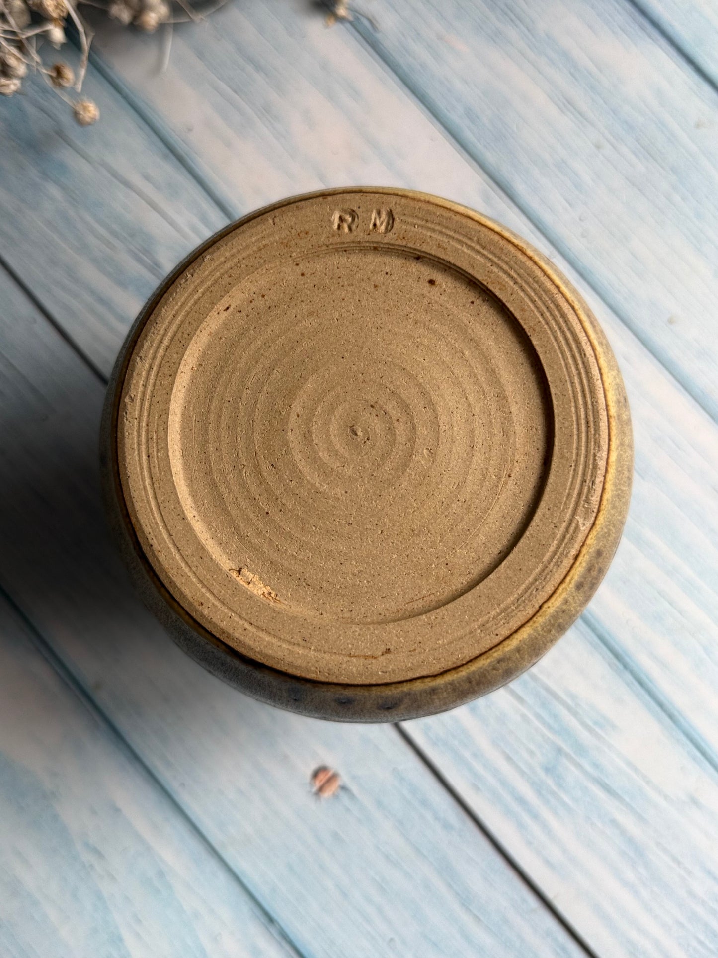 Studio Pottery Vase Marked to the Base RM Slip Glaze Decorated