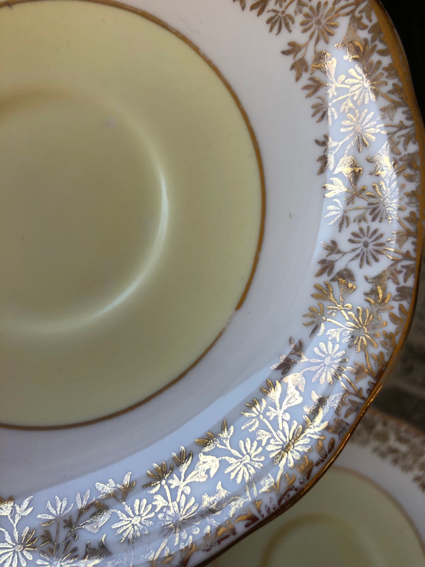Vintage Gold Filigree Saucers - Sandbach Pottery Set of 3
