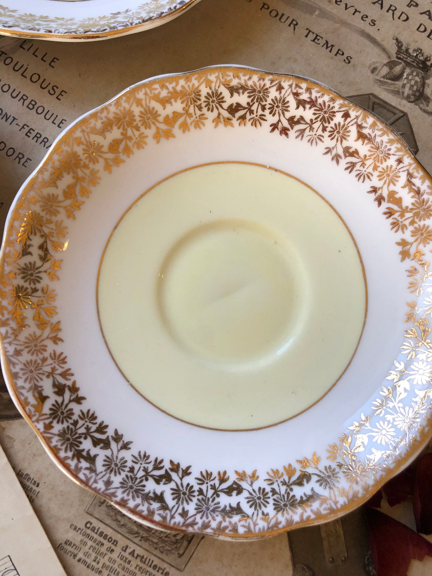 Vintage Gold Filigree Saucers - Sandbach Pottery Set of 3