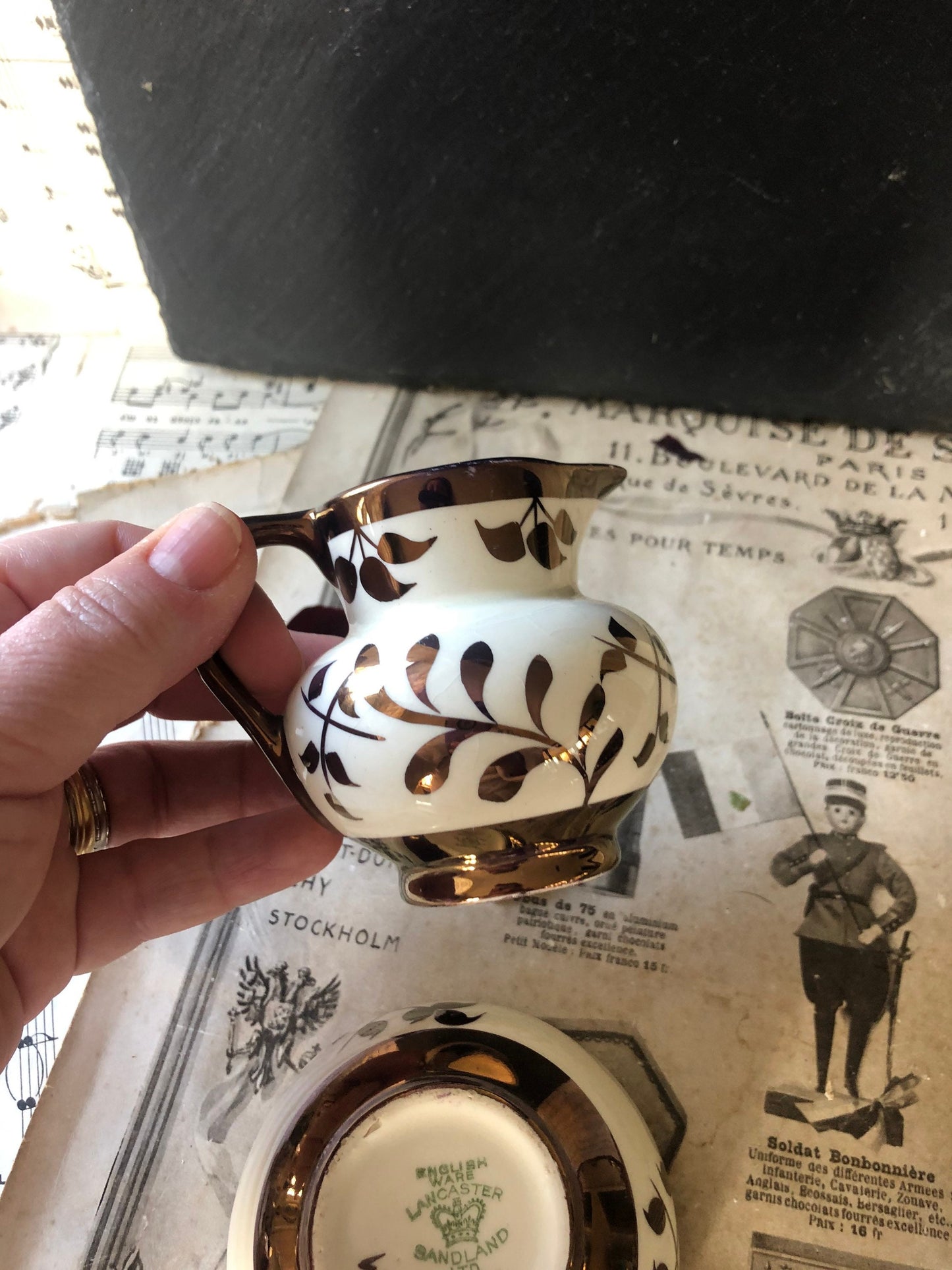 Vintage Sandland Ware Copper Lustre Creamer and Sugar Bowl Set