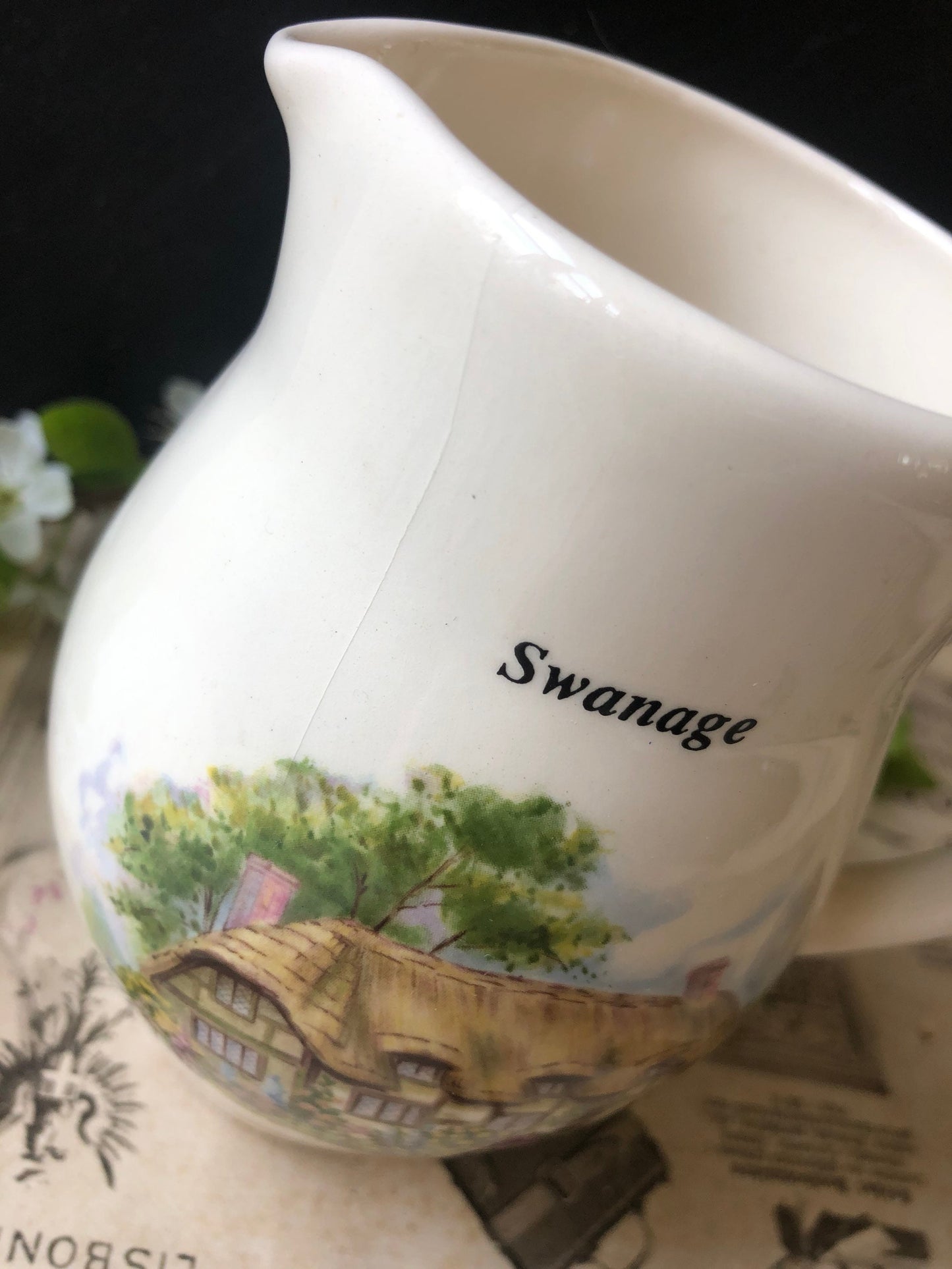 Vintage Brixham Pottery Creamer: Thatched Cottage Souvenir