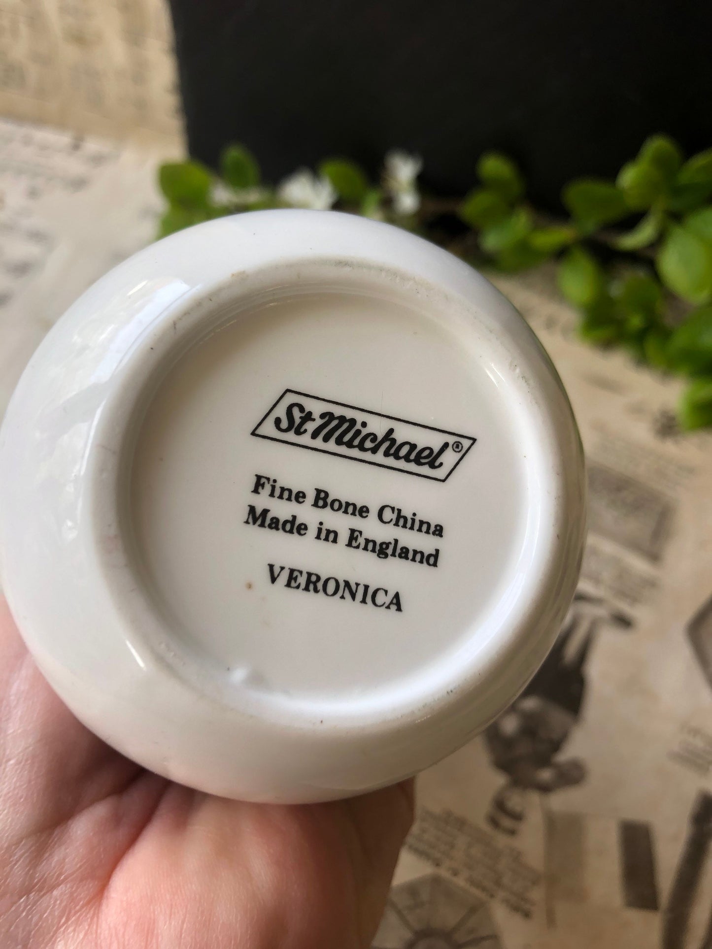 Vintage St Michael Fine Bone China Bud Vase: Veronica Floral