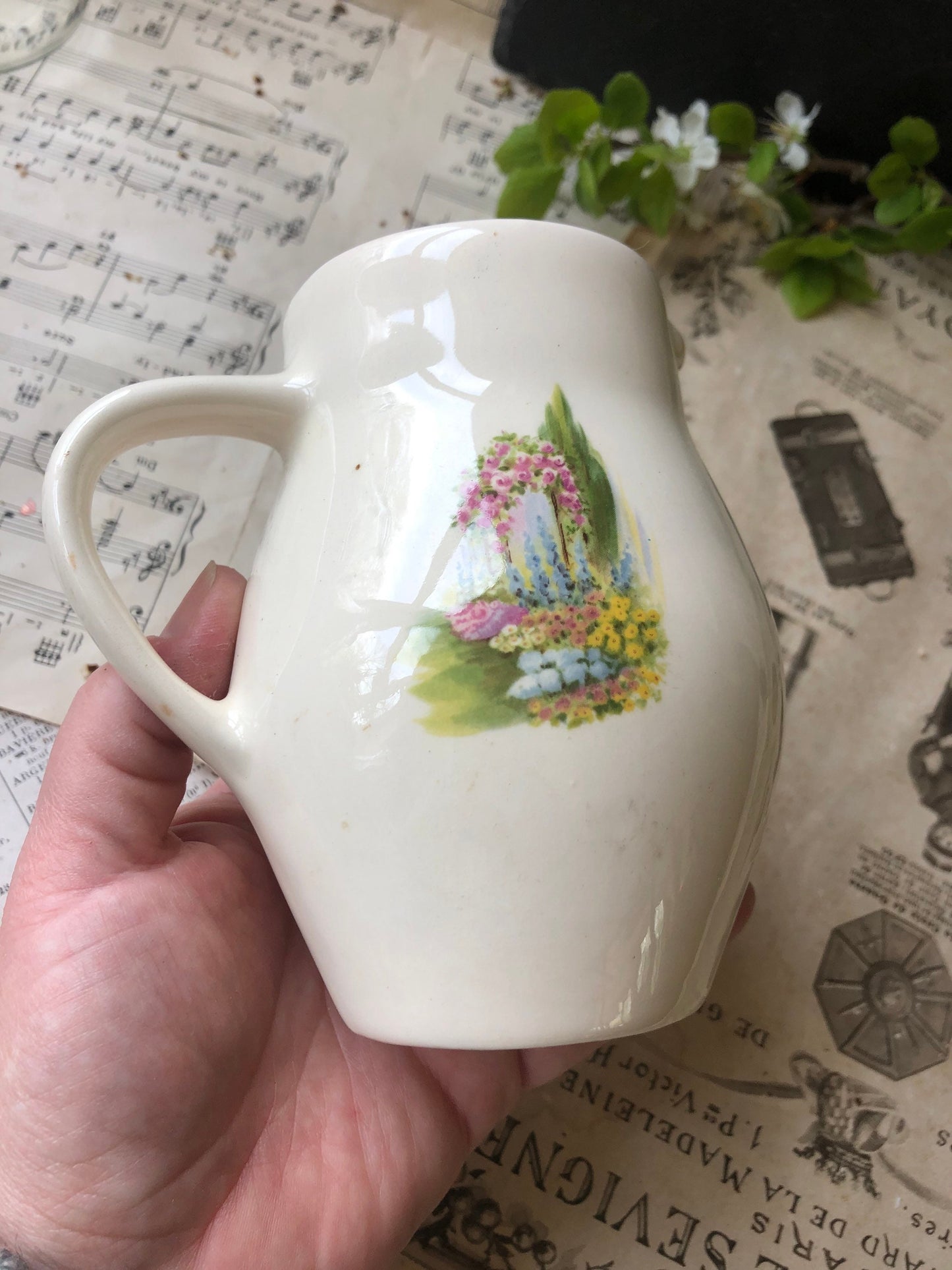 Vintage Brixham Pottery Creamer: Thatched Cottage Souvenir