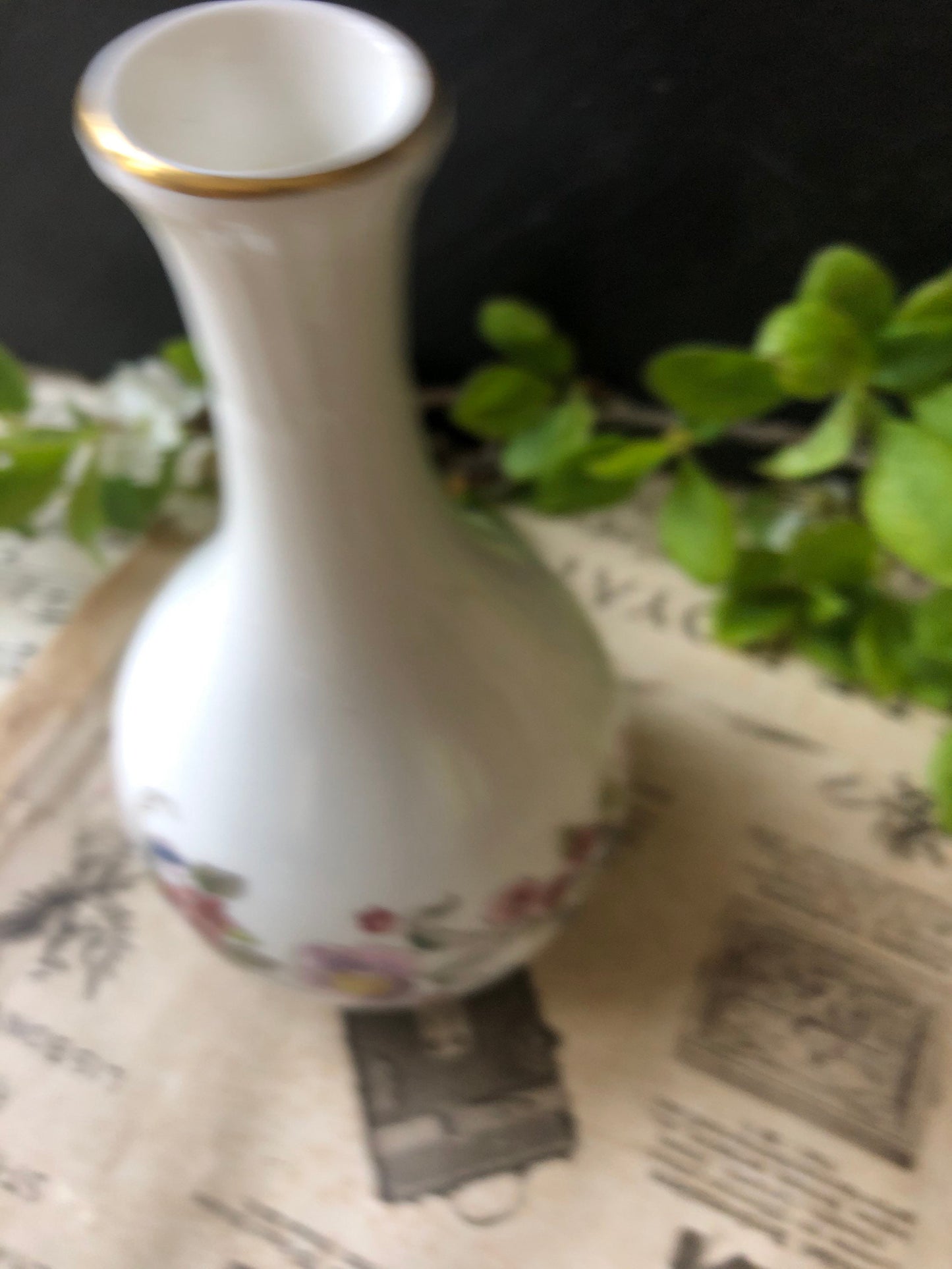 Vintage St Michael Fine Bone China Bud Vase: Veronica Floral