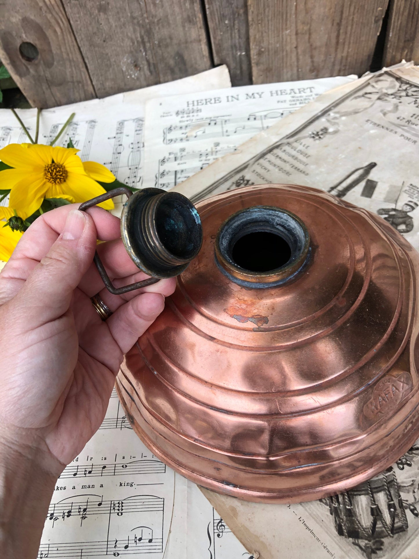 Antique WAFAX Copper Bed Warmer