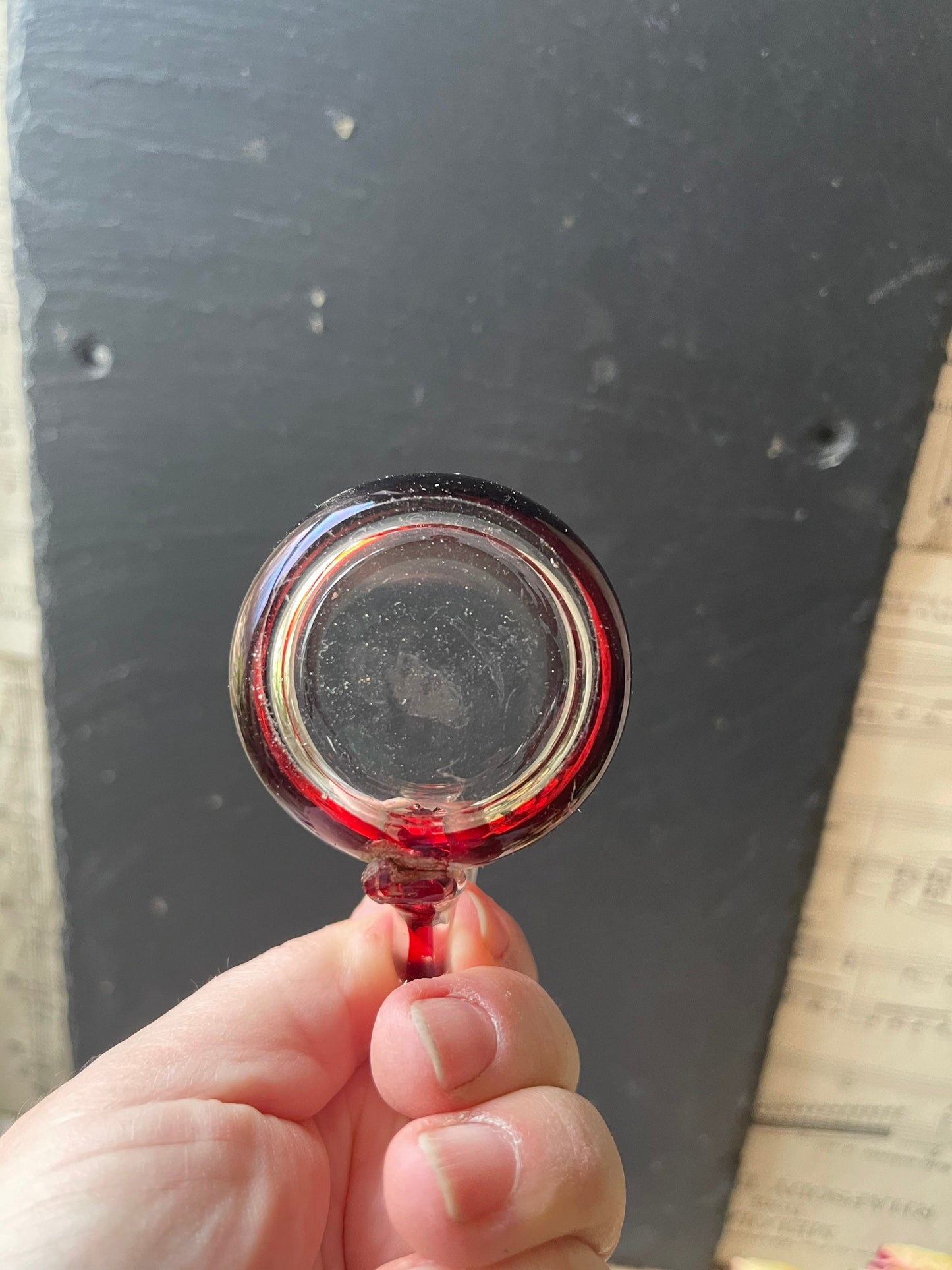 Antique Ruby Flashed Glass Custard Cup