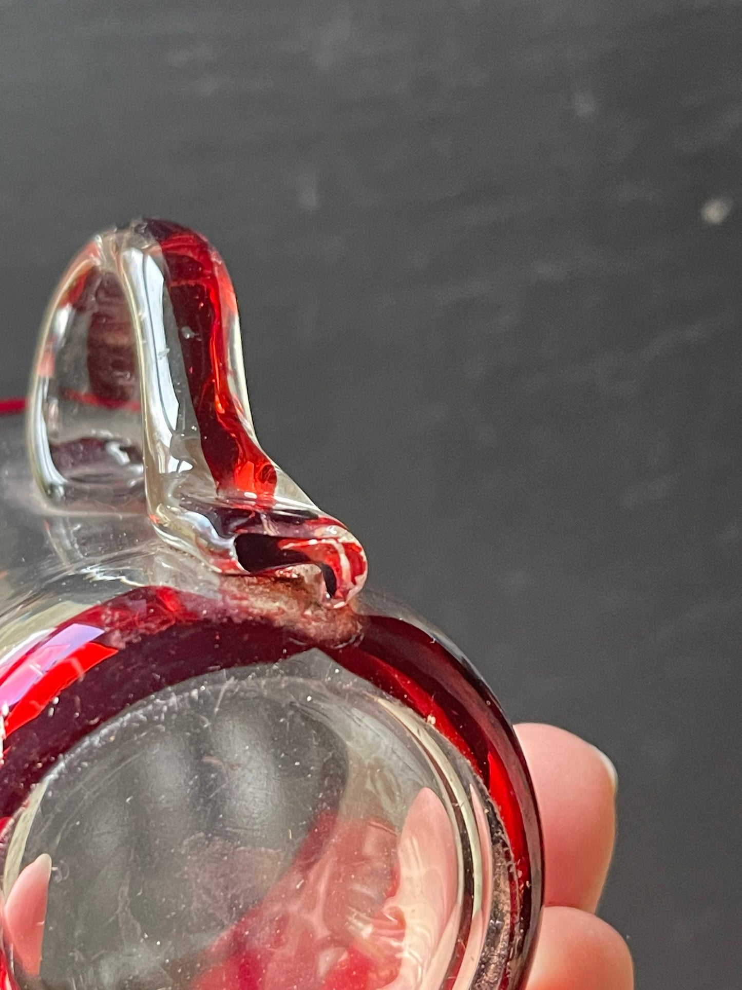 Antique Ruby Flashed Glass Custard Cup