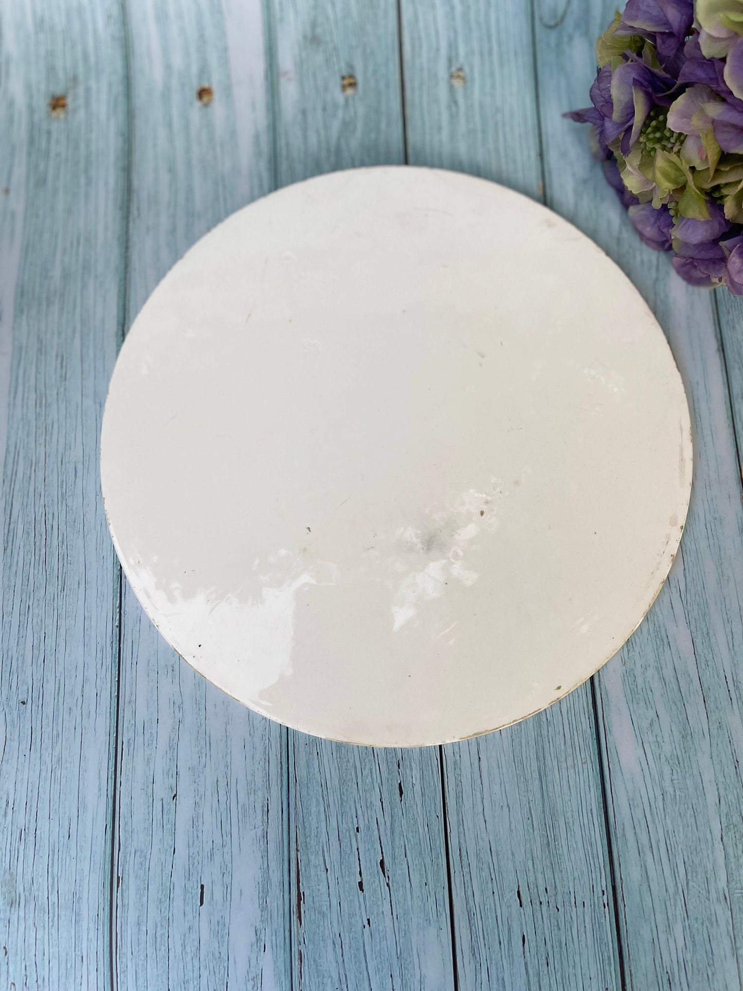 Antique Scale Plate / Pastoral Romantic Scene / Victorian White Ironstone / Cheese Plate or Dish / Transfer Print Ceramic Platter