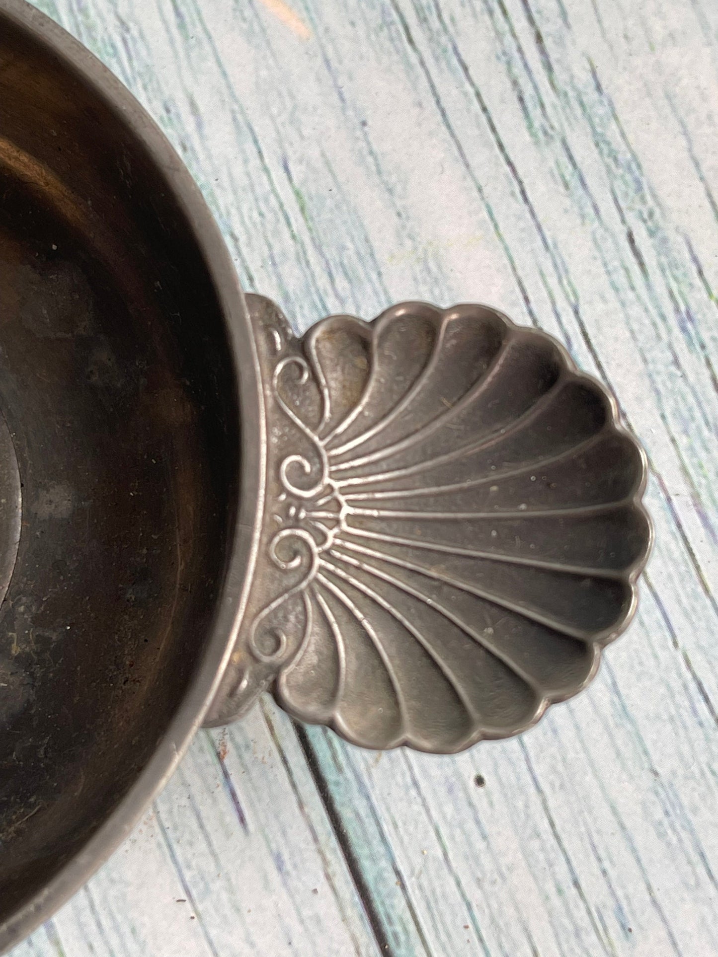 Rare Vintage French Pewter Tastevin: Augis Lyon Sommelier Wine Tasting Cup