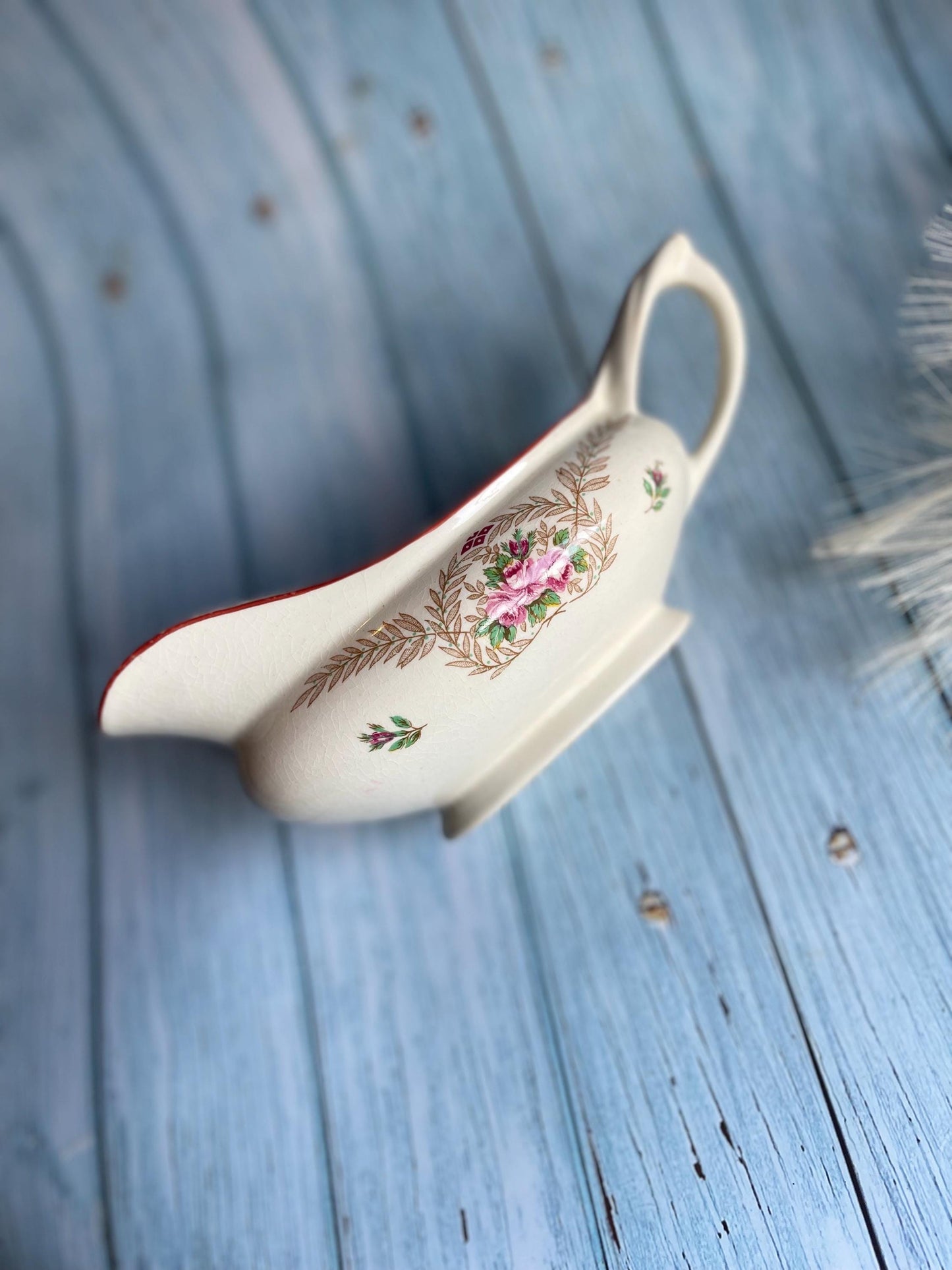 1940s Royal Tudor Ware Barker Bros Sauce or Gravy Boat or Jug, Made Under the Wartime Concentration Scheme