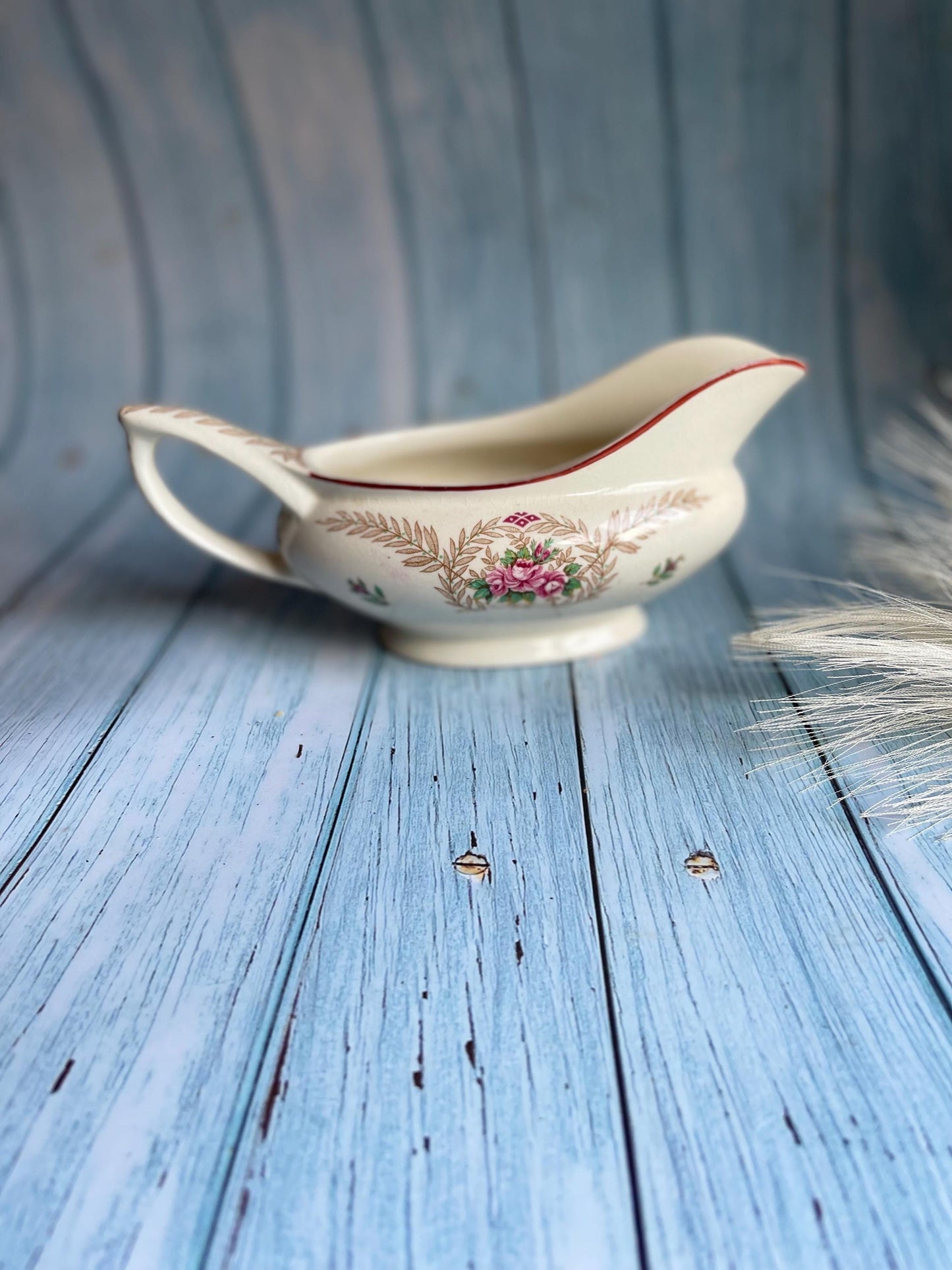 1940s Royal Tudor Ware Barker Bros Sauce or Gravy Boat or Jug, Made Under the Wartime Concentration Scheme