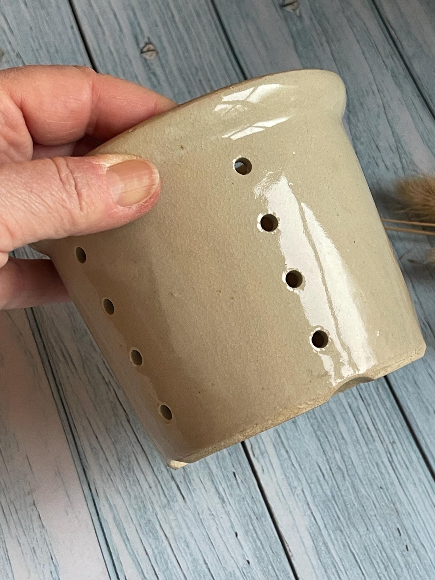 French Stoneware Faisselle / Cheese Mould / Strainer - looks great as a candle holder