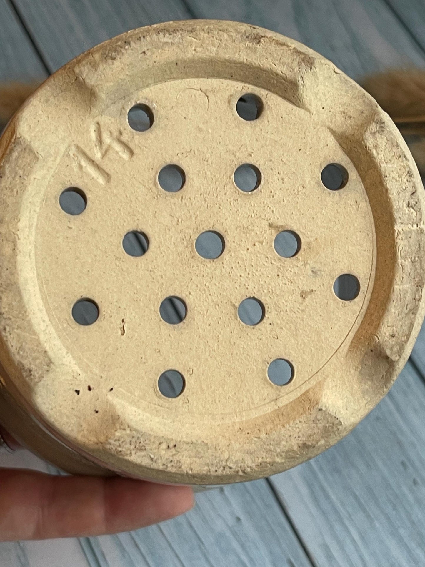 French Stoneware Faisselle / Cheese Mould / Strainer - looks great as a candle holder