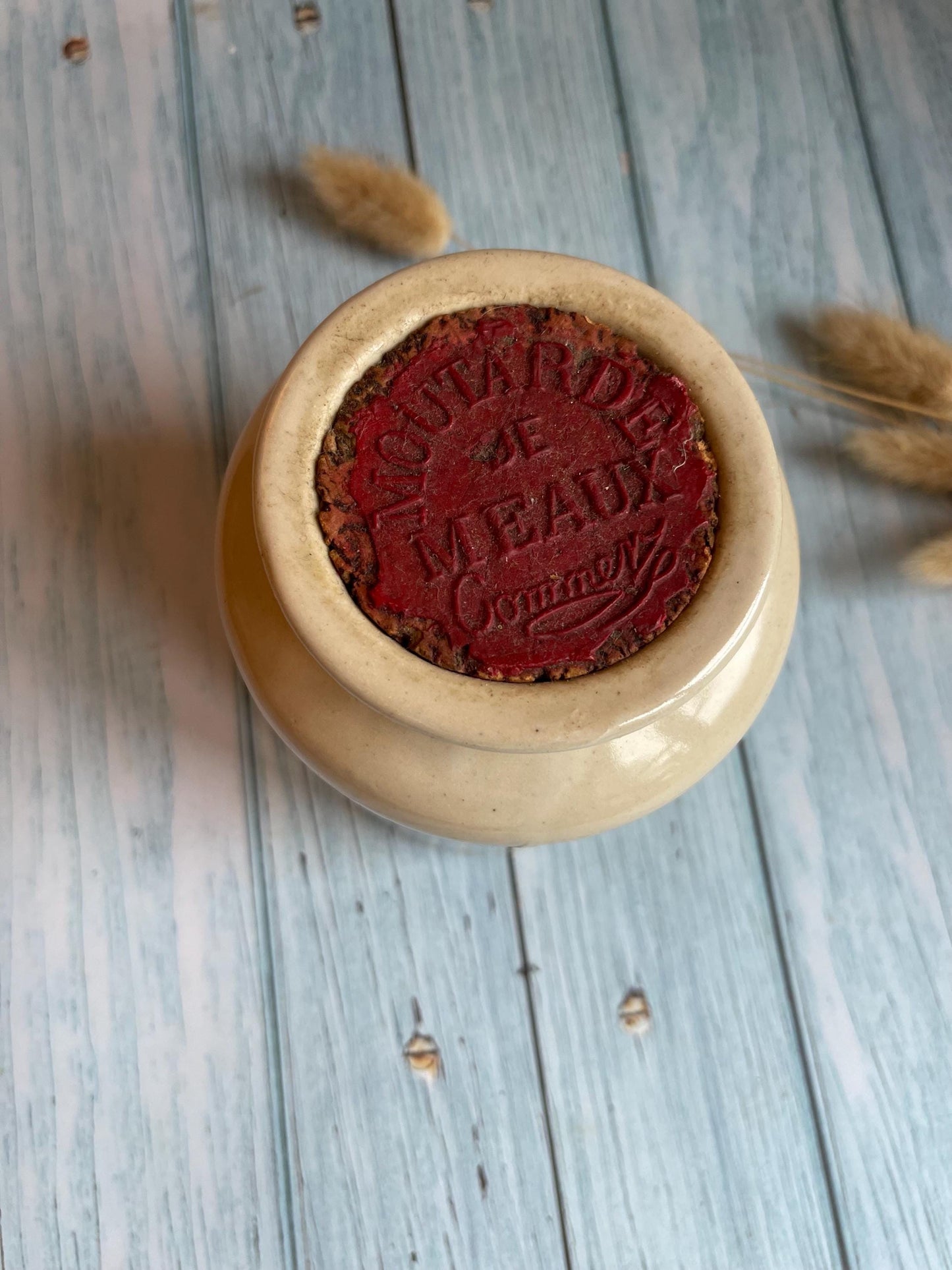 Vintage French Stoneware LAB Lagny Mustard Jar with Seal / LAB-Lagny Mustard Pot / Moutarde de Meaux