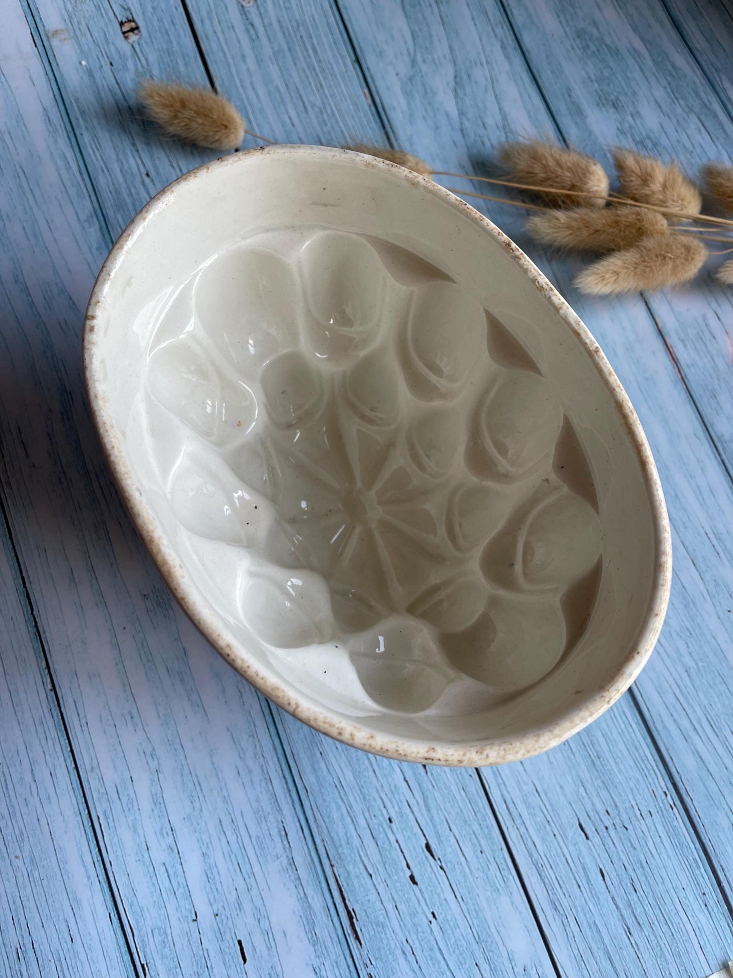Antique Ironstone Brown and Polson Mould for Corn Flour Blanc-Mange / Recipe and Ingredients / Collectible Creamware Mold