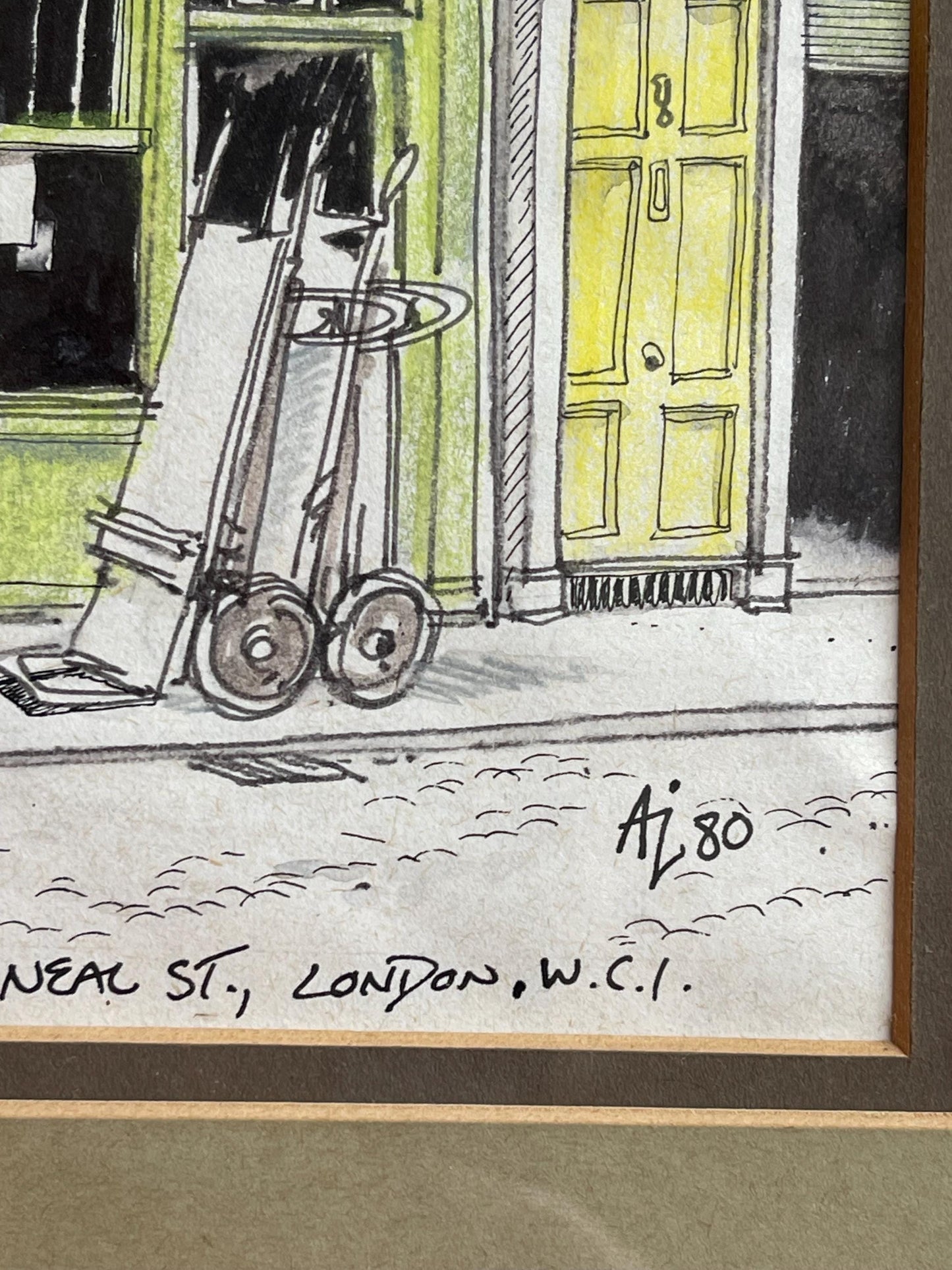 Vintage 1980s Ellen Keeley London Shop Drawing: Barrowmakers Framed Art