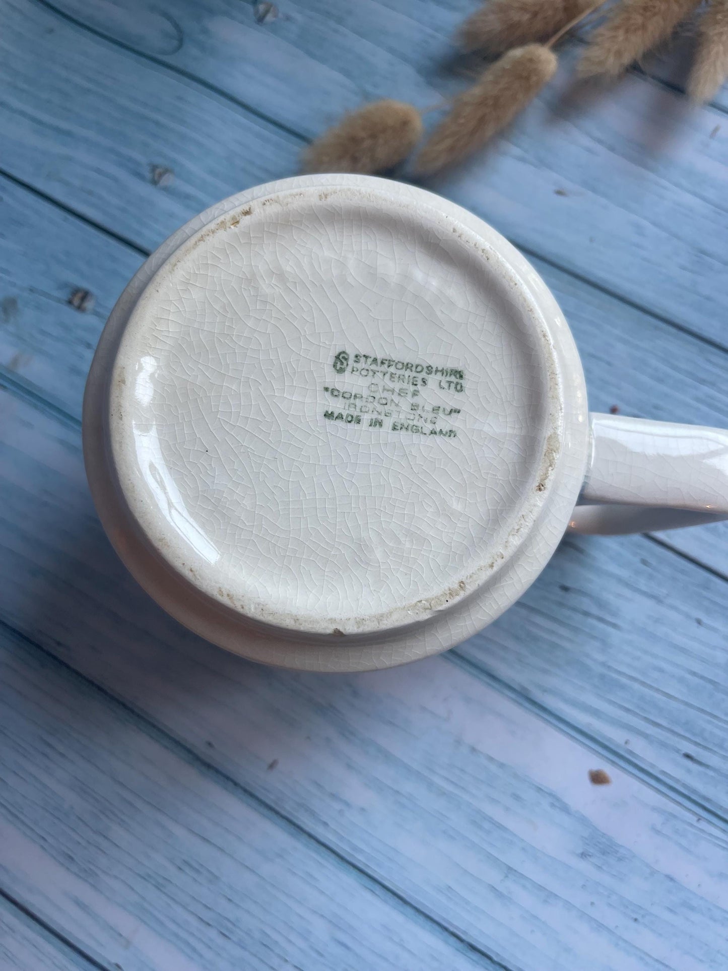 1940s Staffordshire Cordon Bleu Ironstone Blue and White Jug / Cornish Ware