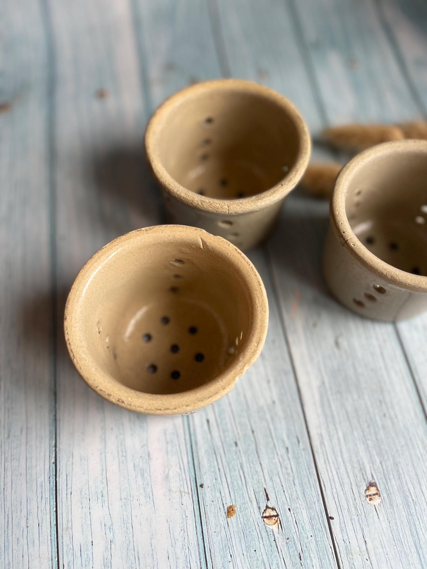 Antique French Stoneware Cheese Moulds / Faisselle