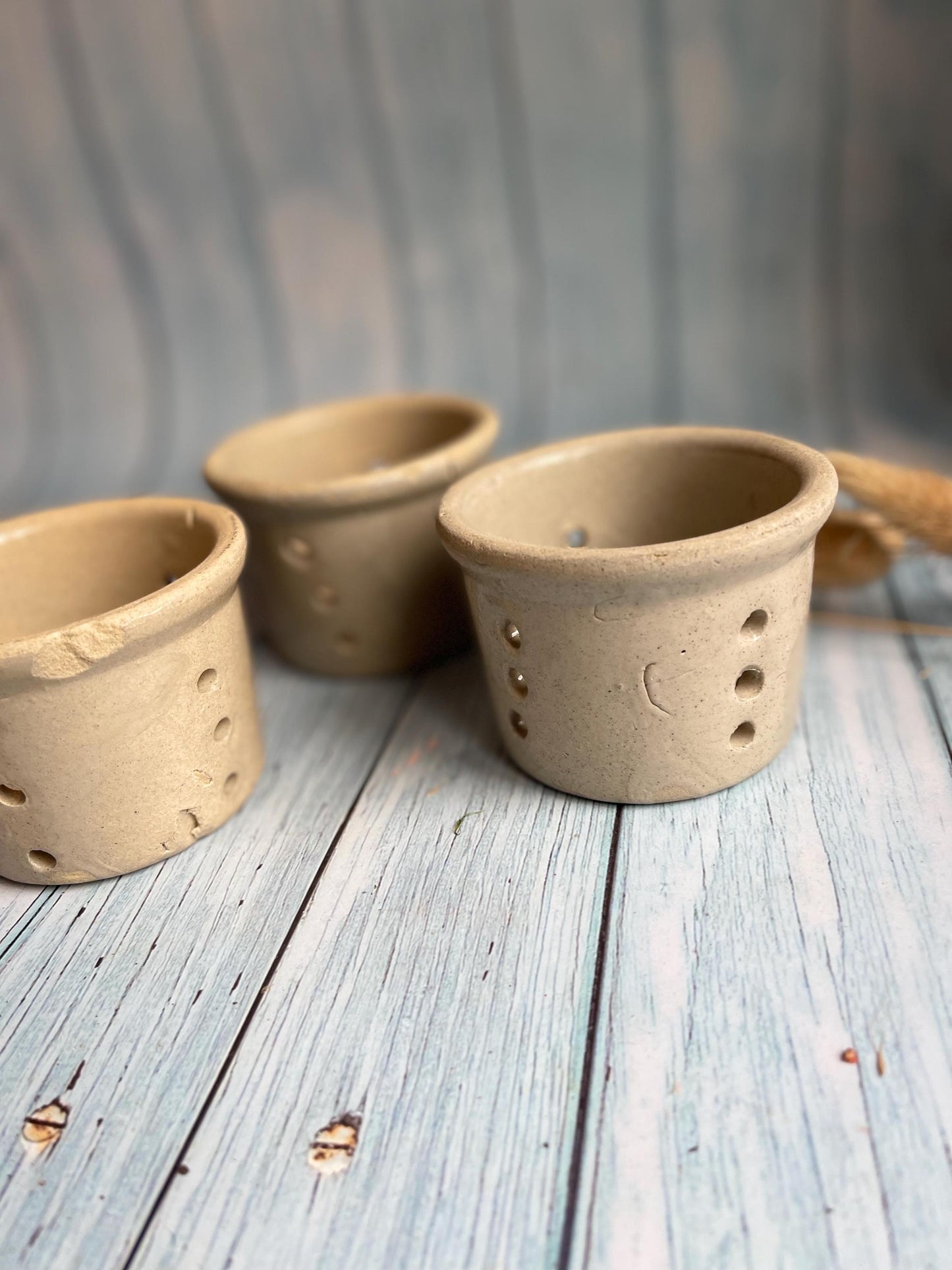 Antique French Stoneware Cheese Moulds / Faisselle