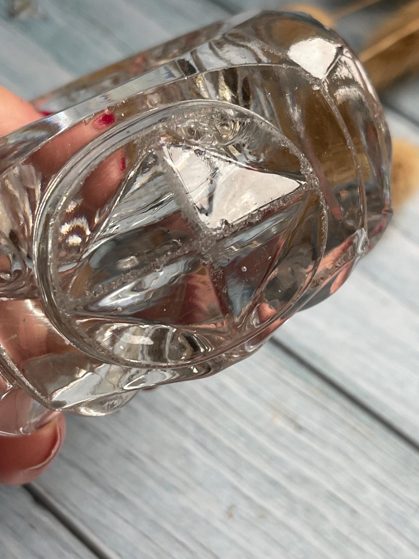 Art Deco Lead Crystal Glass Salt with Faceted Sides