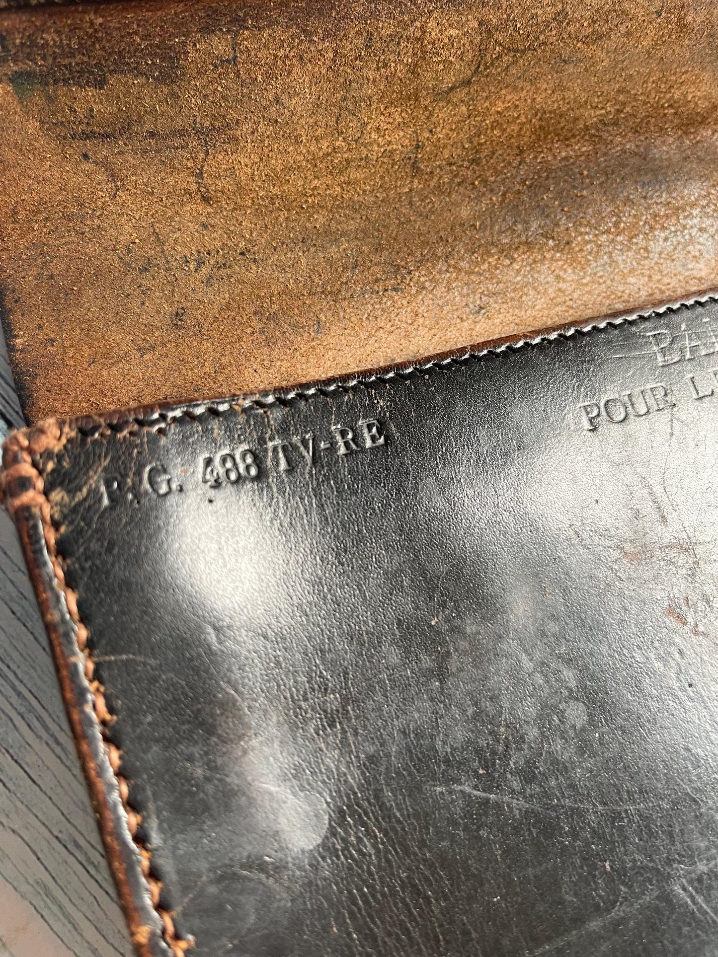 Antique French Leather Banker’s Bank Folio Bag / Banque Nationale Accounting and Receipts Briefcase / Villousier / Portefeuille à soufflet