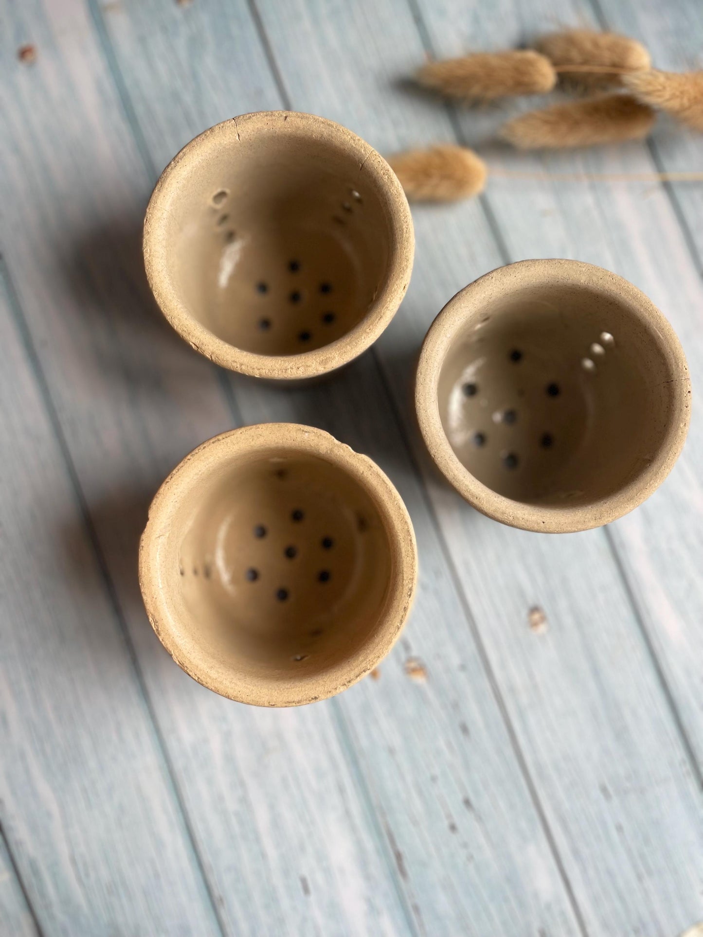Antique French Stoneware Cheese Moulds / Faisselle