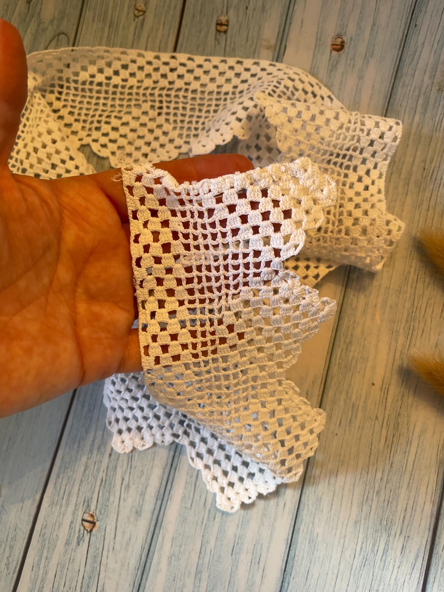 Vintage Handmade Crochet White Lace Trim