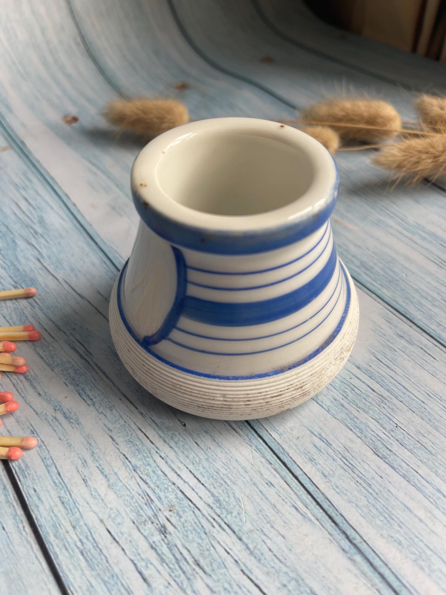 Antique French Ironstone Blue and White Match Striker or Pyrogene