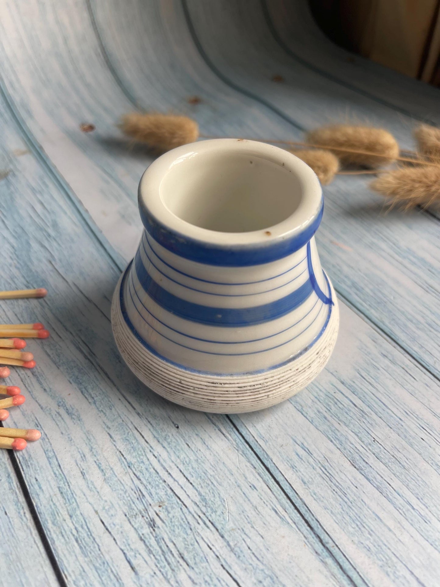 Antique French Ironstone Blue and White Match Striker or Pyrogene