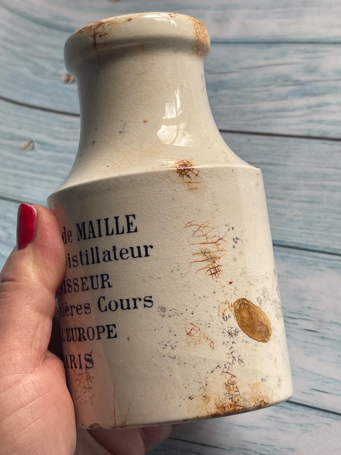 Antique French Mustard Jar: Digoin Sarreguemines Pottery, Parisian Decor