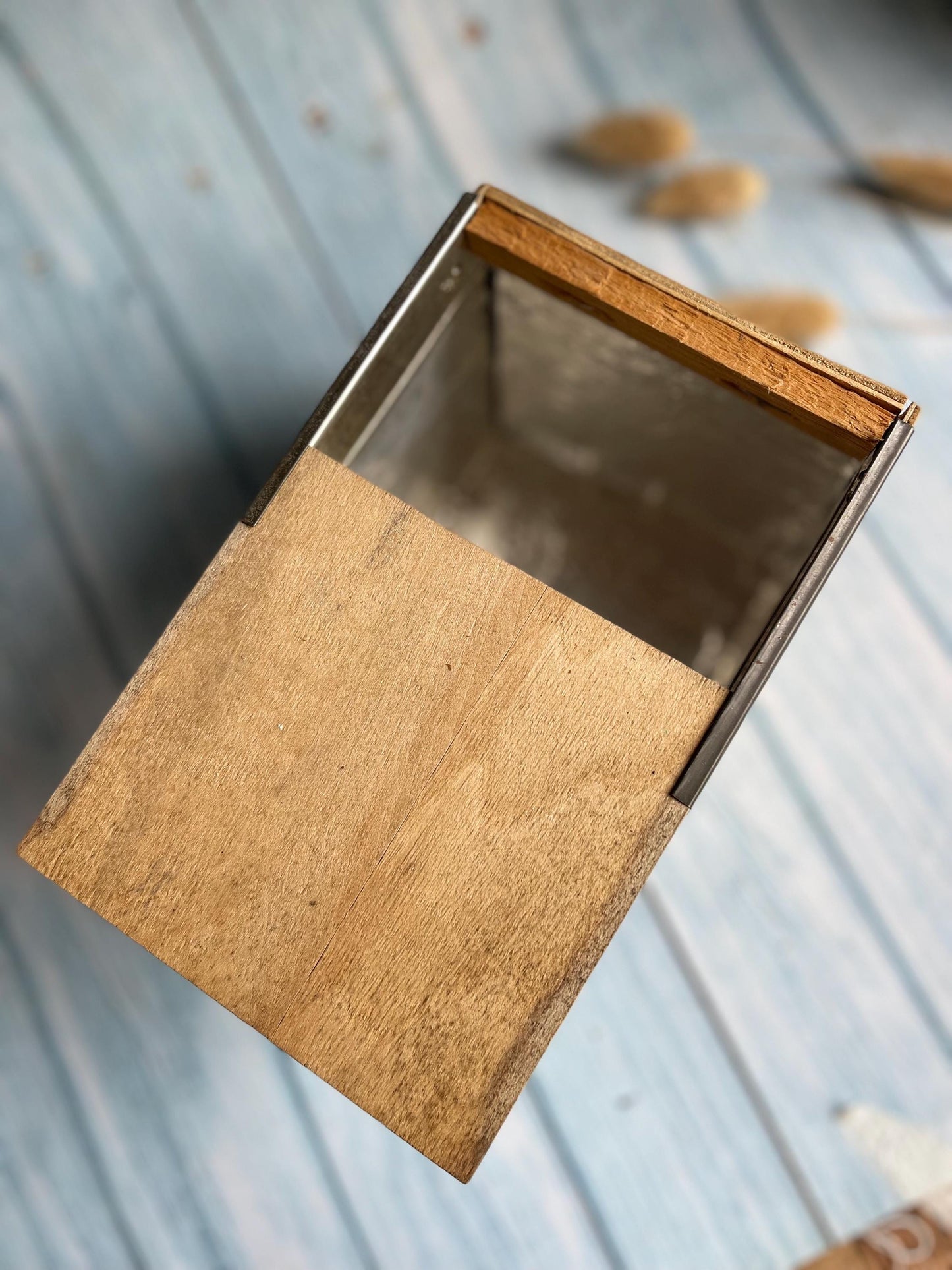 Vintage Carwardines Wooden Tea Caddy: English Tea Storage, Sliding Lid