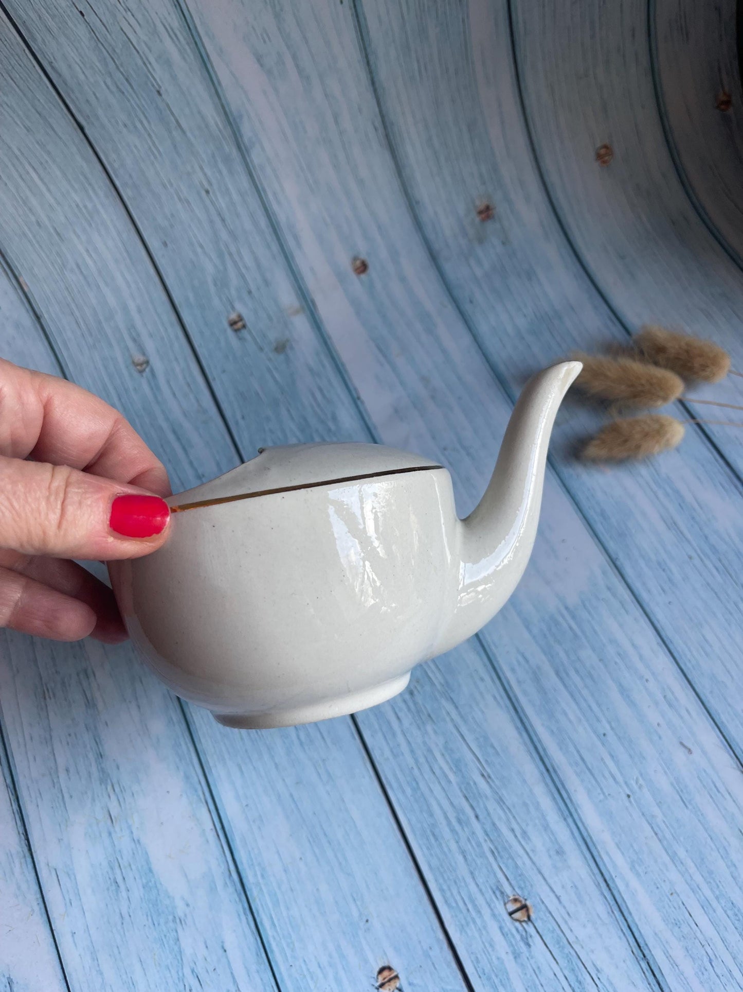 Maw & Sons Antique Maltese Red Cross Ceramic Invalid Feeder Cup with Handle and Spout 1914 - 1930s