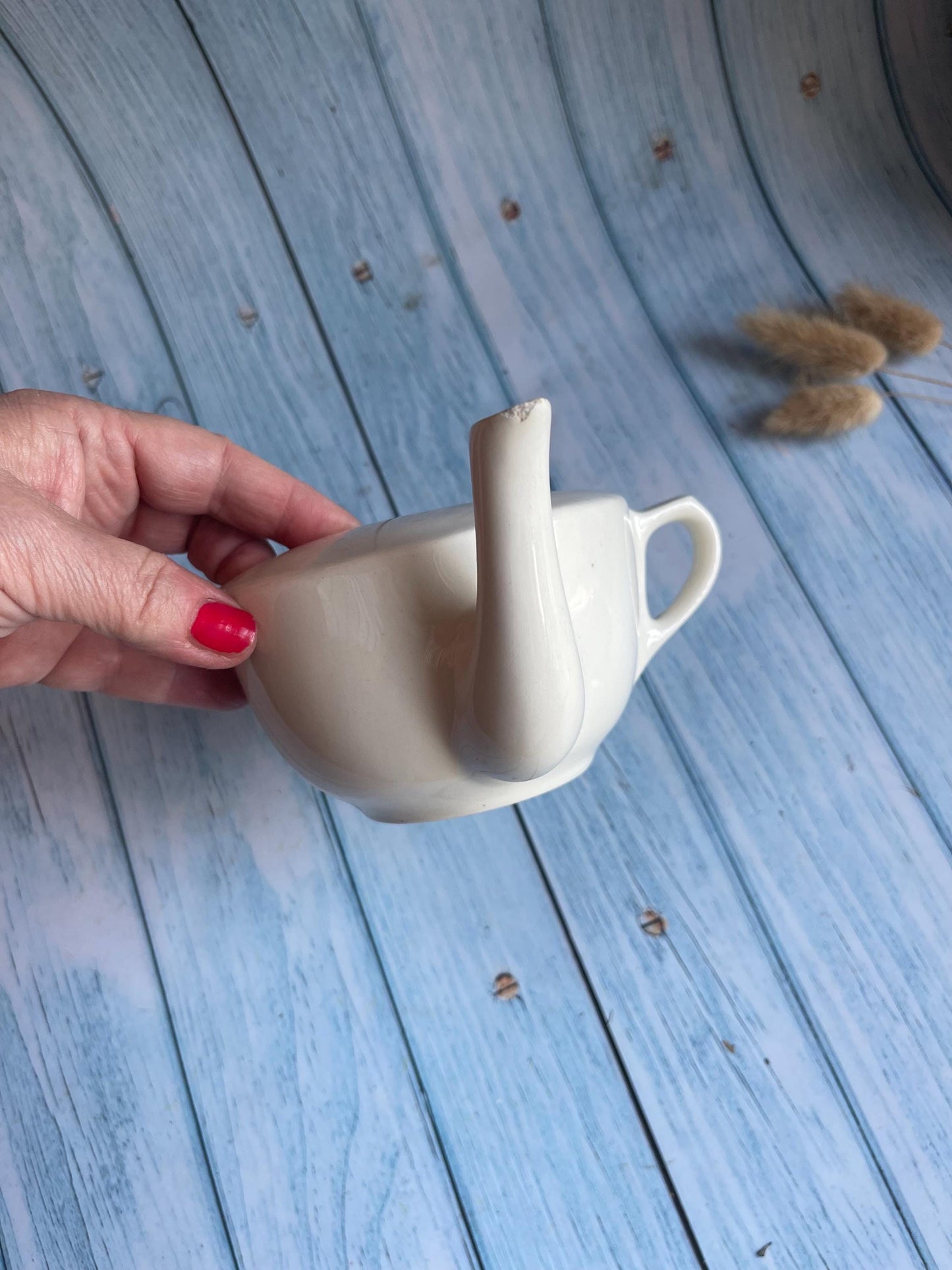 WWII Era 1940s Medical Royal Winton Invalid Feeder Ceramic Cup with Spout, Made in England