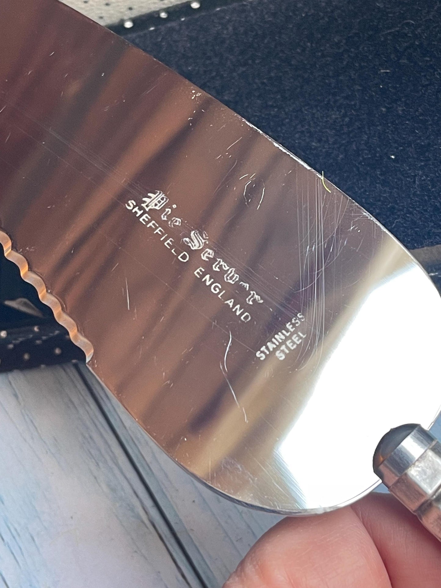 Boxed Vintage Harrison Brothers Silver Handle Stainless Steel Blade Pie Server / Cake Slice