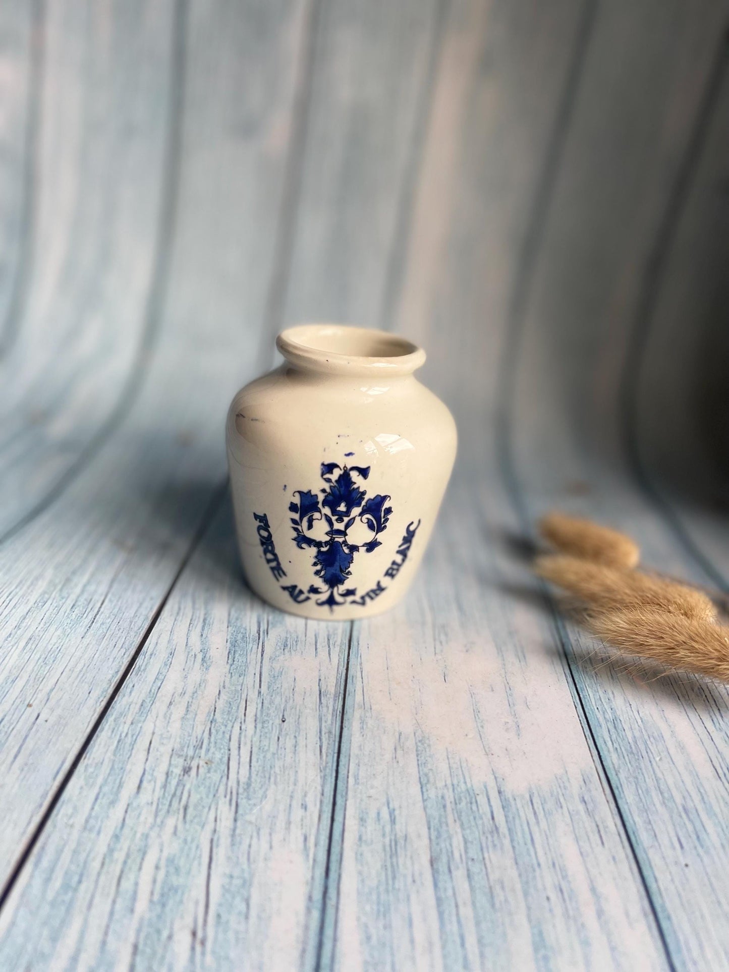 Vintage French Grey Poupon "Moutarde Fine de Dijon" Mustard Pot — Digoin Sarreguemines