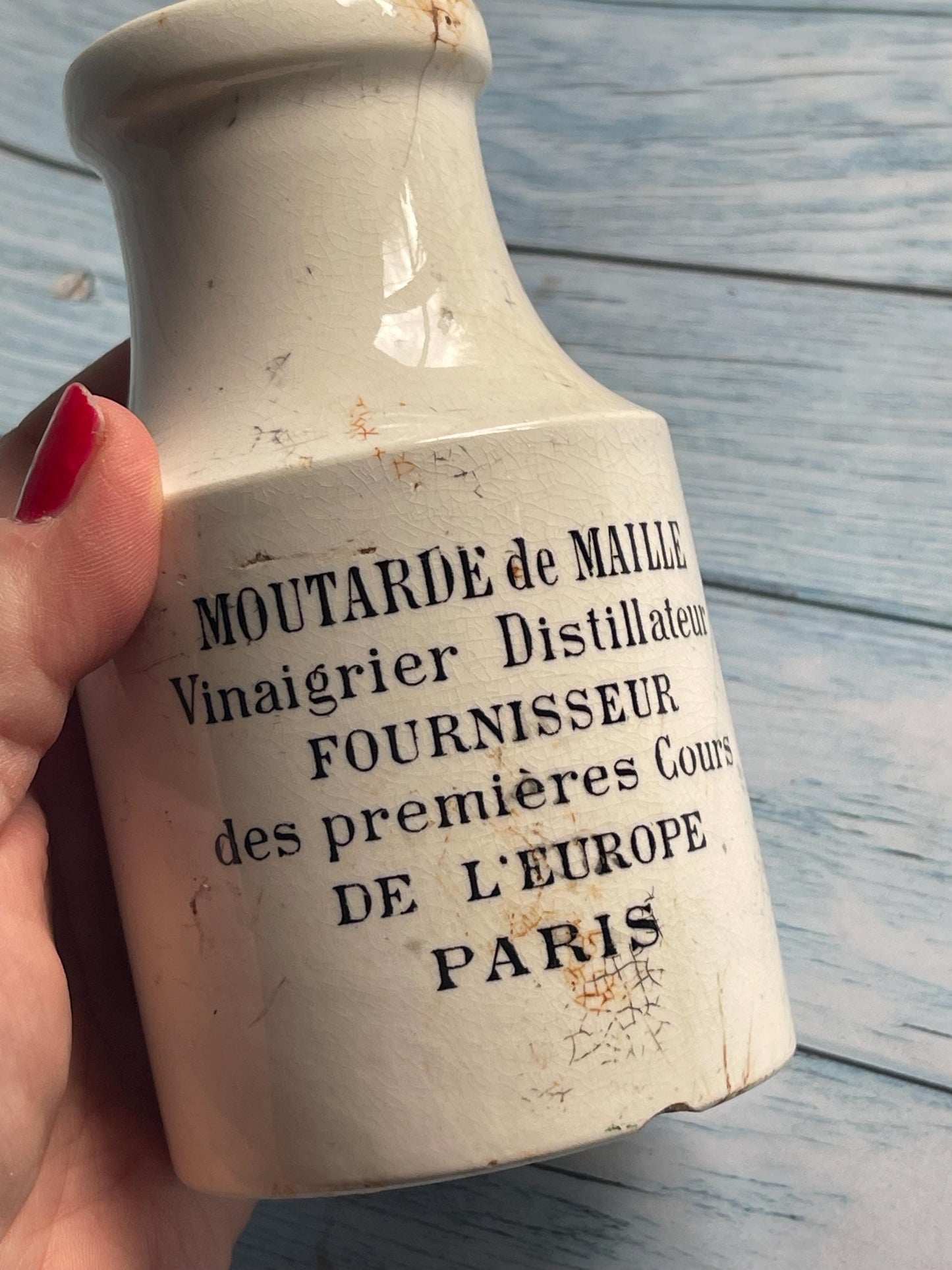 Antique French Mustard Jar: Digoin Sarreguemines Pottery, Parisian Decor
