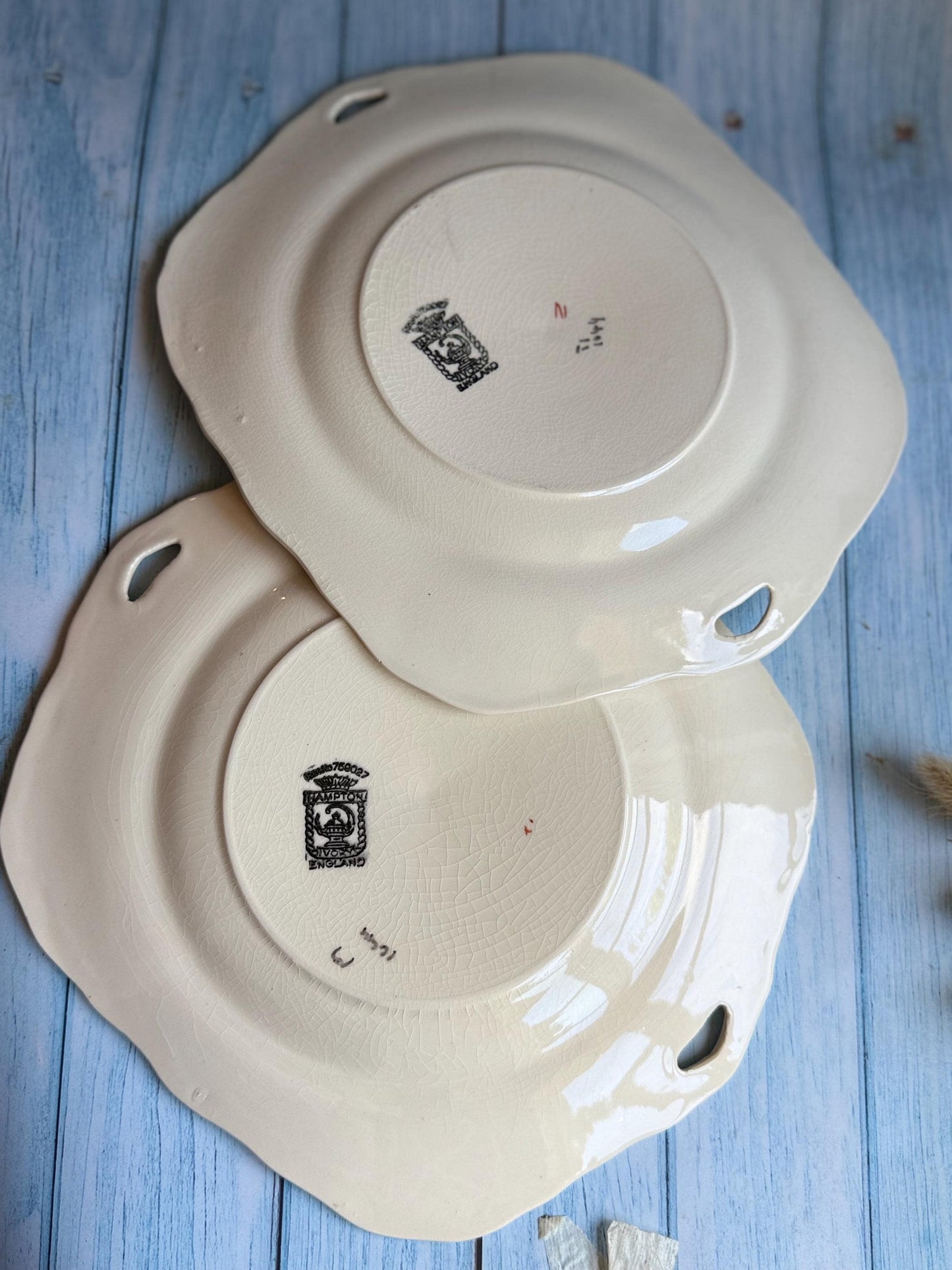 Vintage Swinnertons Cake Plates (Pair): English Coaching Days, 1930s