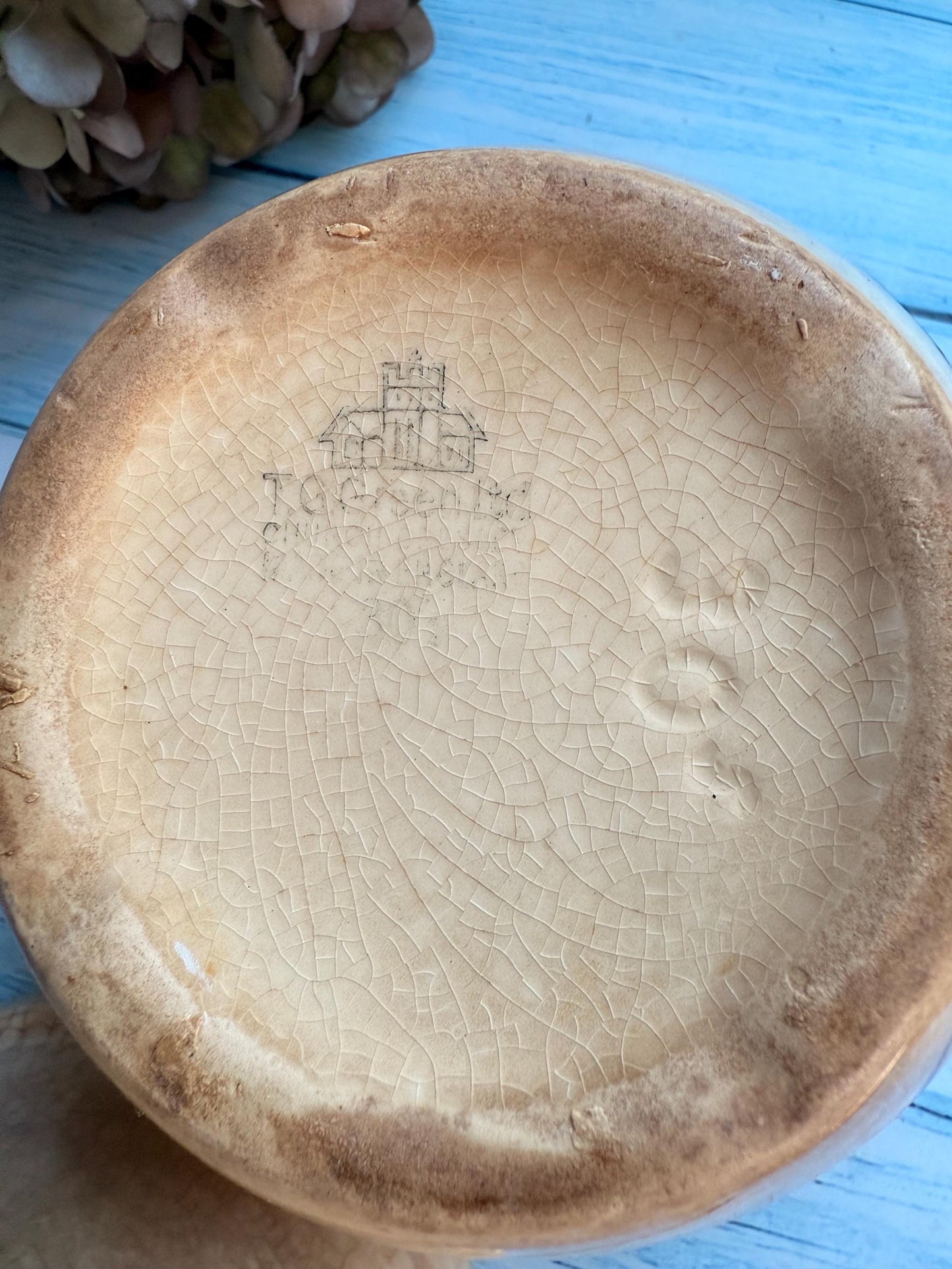 Pair of Vintage English Pudding Basins, One TG Green, Amazing Crazing