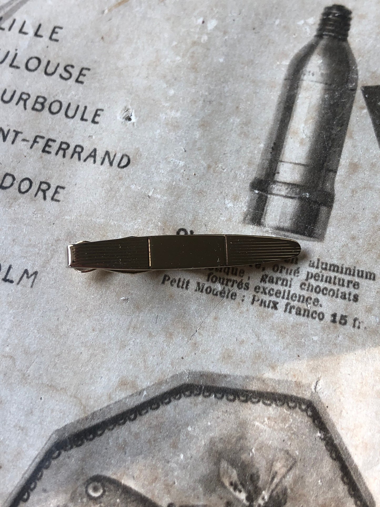 Nippy Clip Vintage Tie Clip by Stratton of Mayfair, Gold Metal Clip