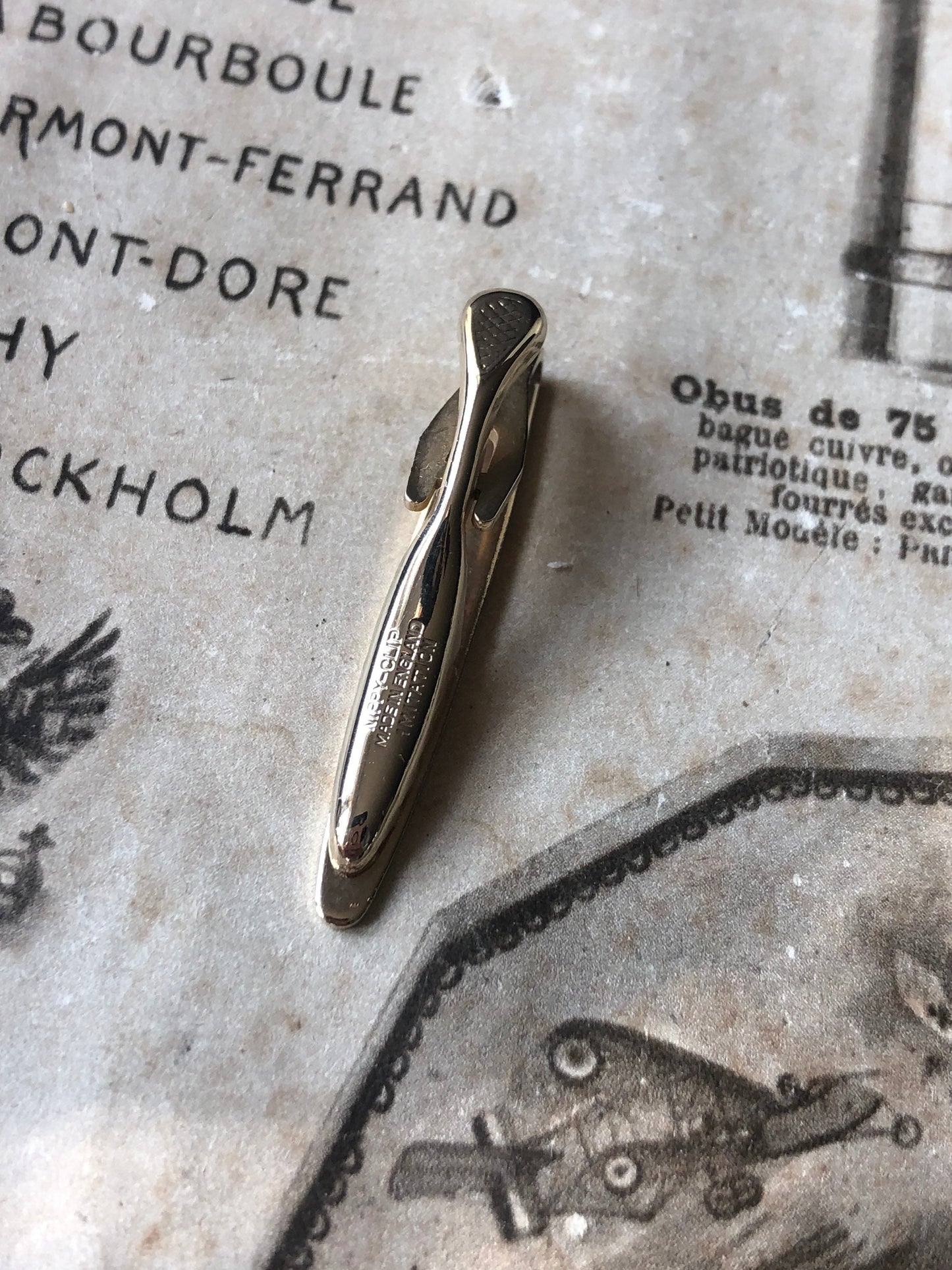 Nippy Clip Vintage Tie Clip by Stratton of Mayfair, Gold Metal Clip