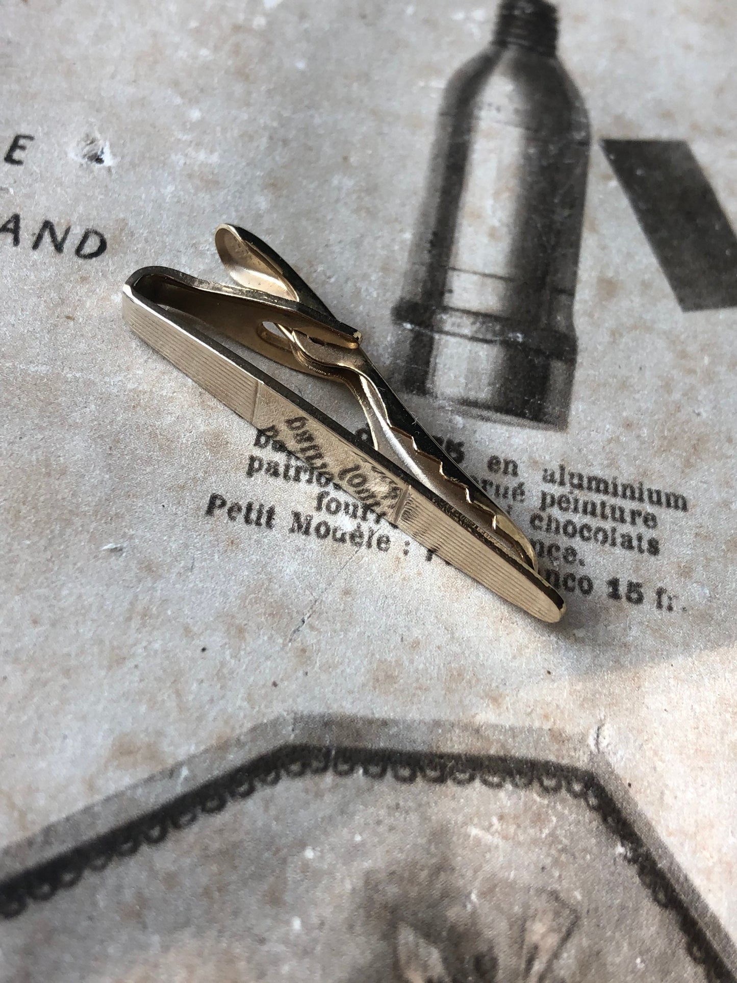 Nippy Clip Vintage Tie Clip by Stratton of Mayfair, Gold Metal Clip