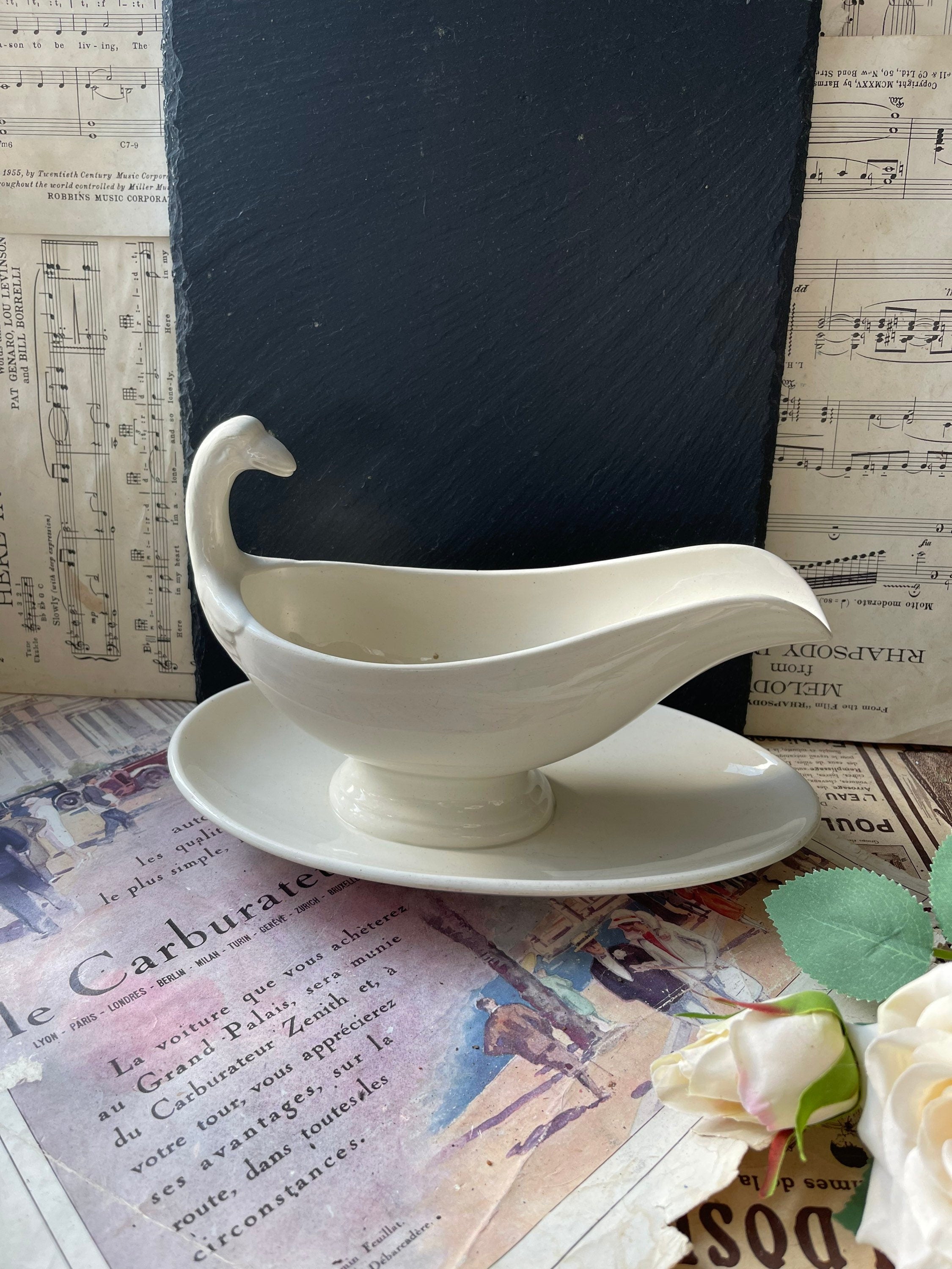 Antique 1850s French Saucier in the Form of a Bird by Utzschneider & C