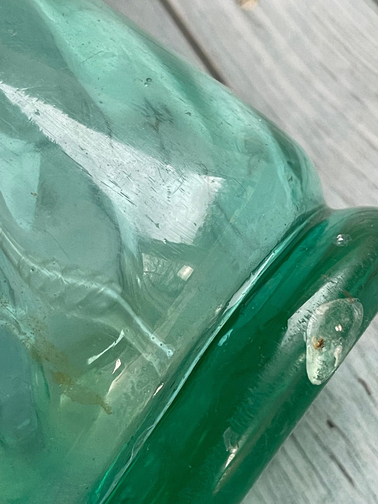 Antique Aqua Blue Green French Durafort & Fils Paris Glass Soda Syphon with Pewter Spout / Etain Sans Plomb