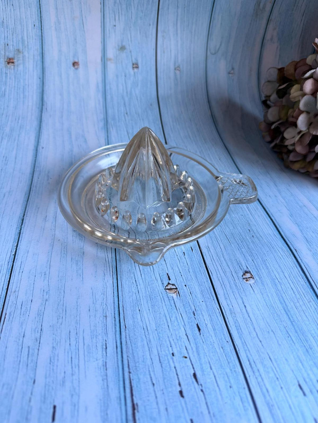 English Vintage Heavy Glass Citrus Juicer