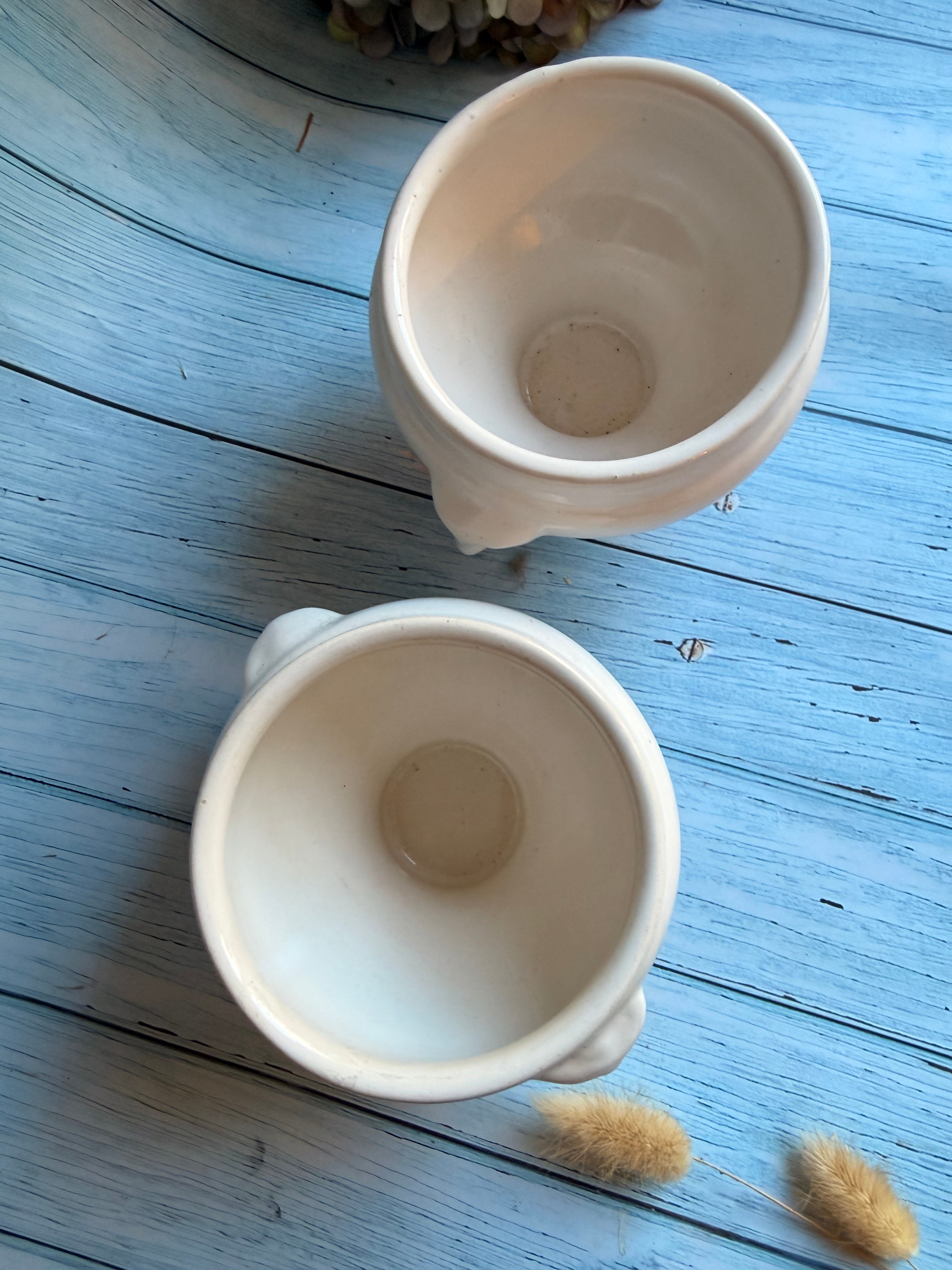 Pair of Vintage French Lion Head Soup Bowls