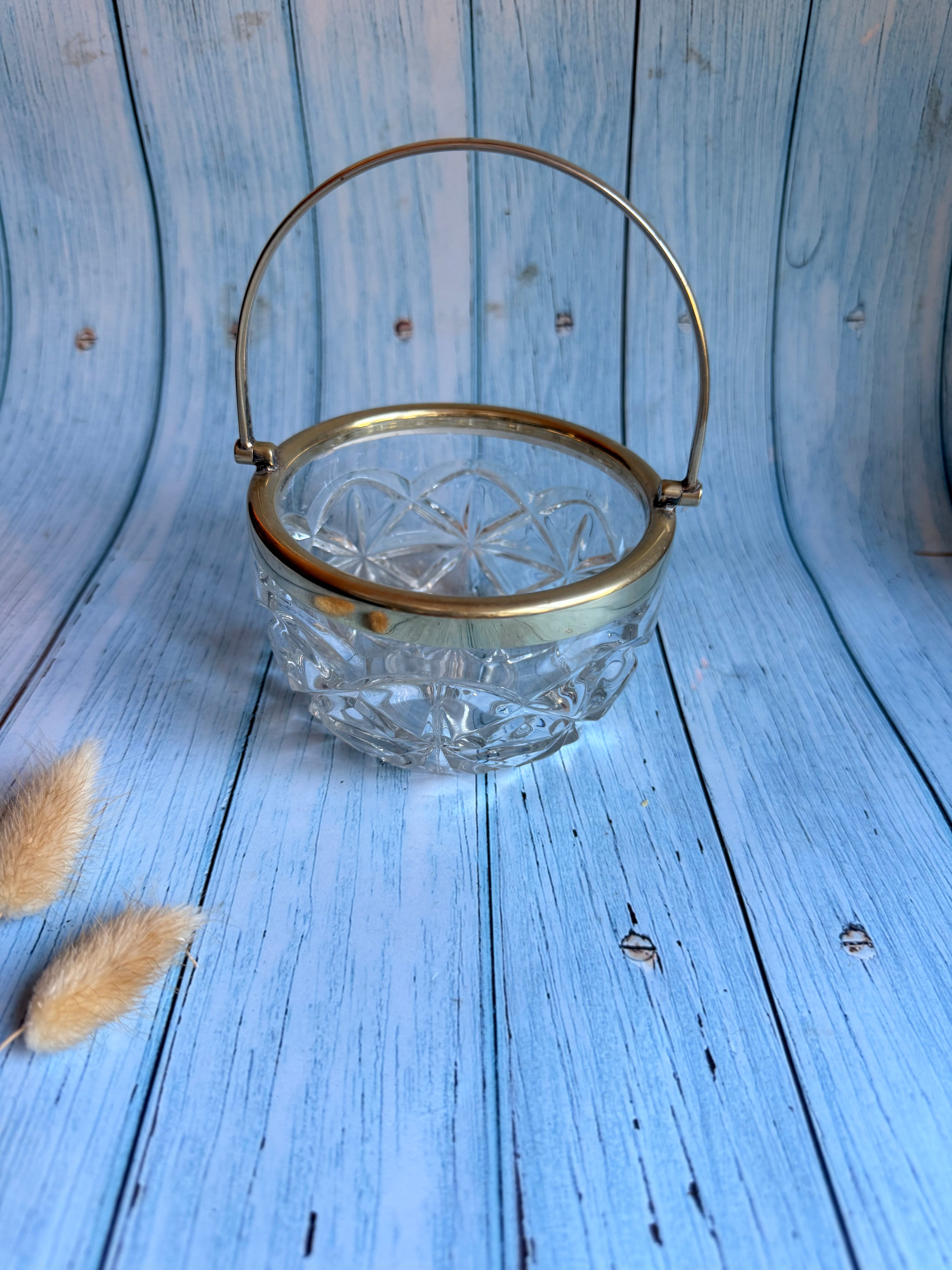 Edwardian EPNS Silver Plate Crystal Bonbon Basket