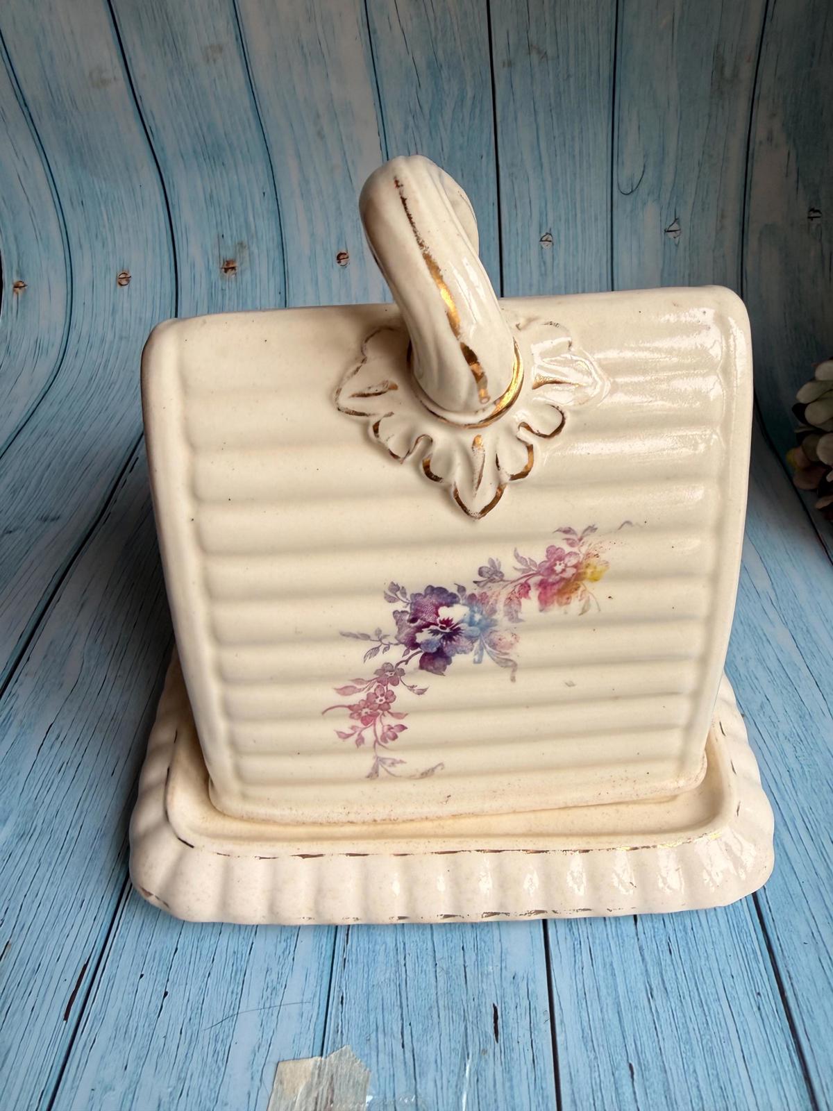 1880s Royal Bonn Franz Anton Melhem Floral Ceramic German Cheese Dome