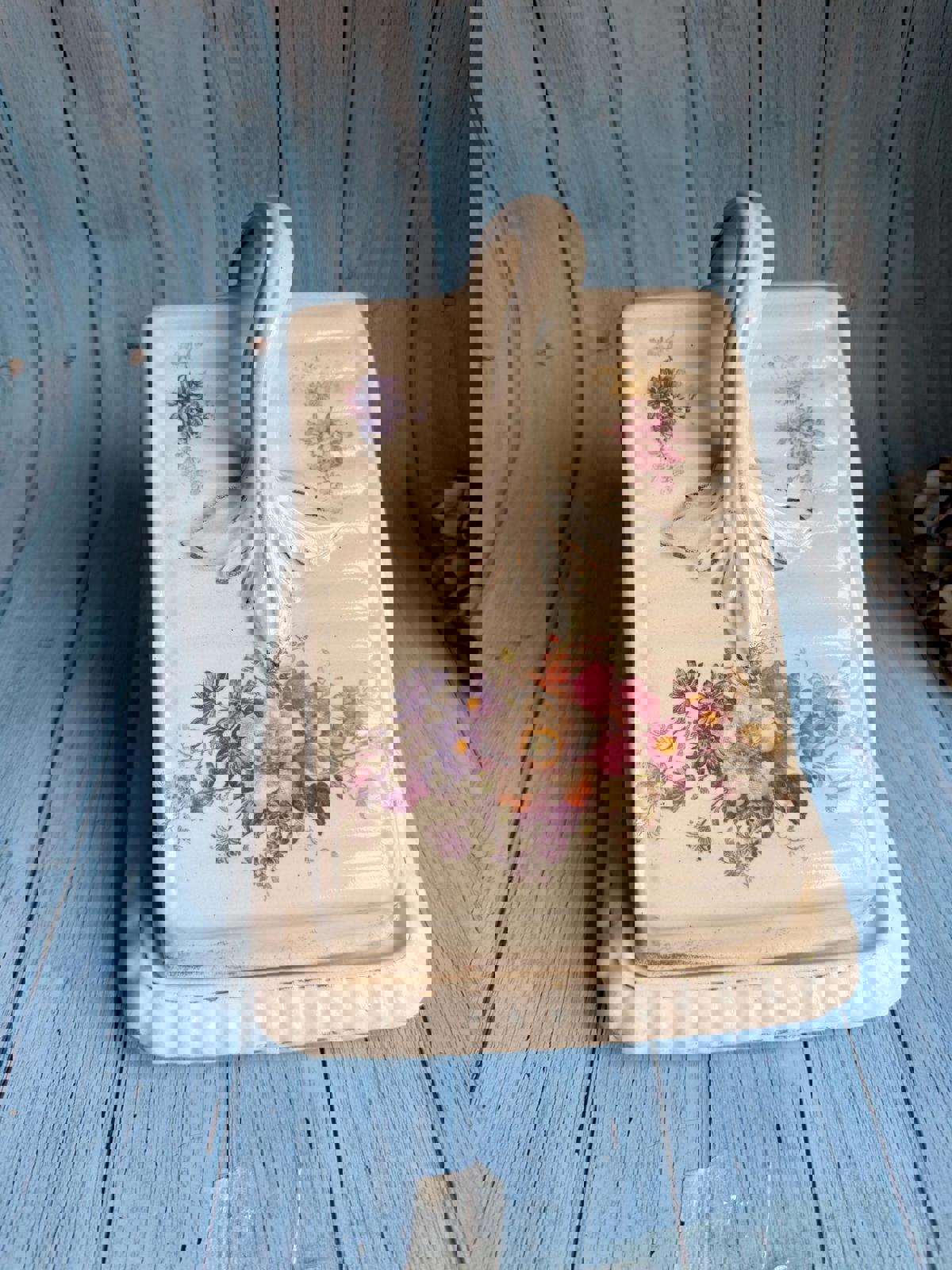 1880s Royal Bonn Franz Anton Melhem Floral Ceramic German Cheese Dome